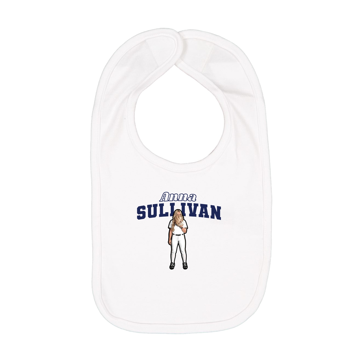 Infant Bib — Name Arch in White