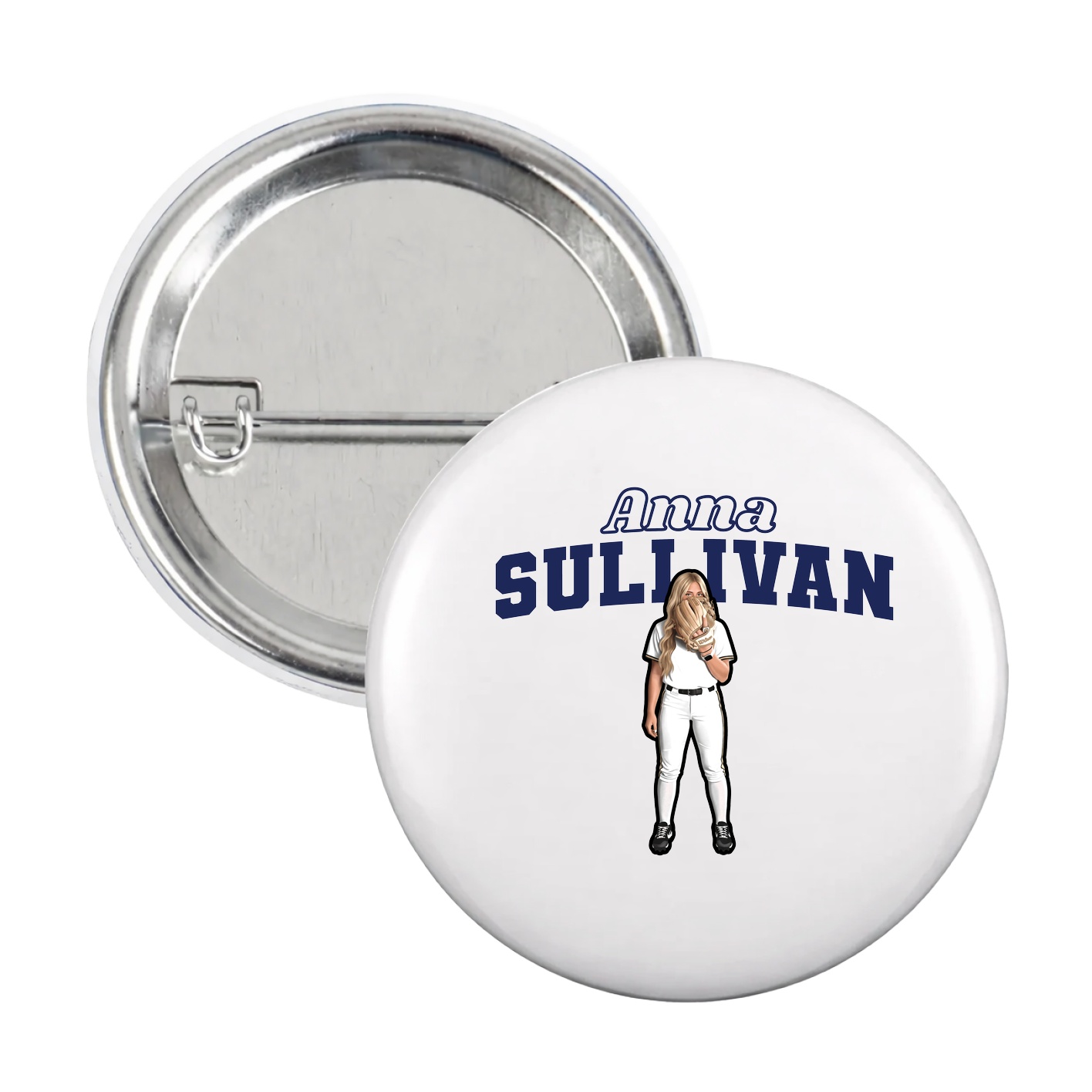 Game Day Button — Name Arch in White