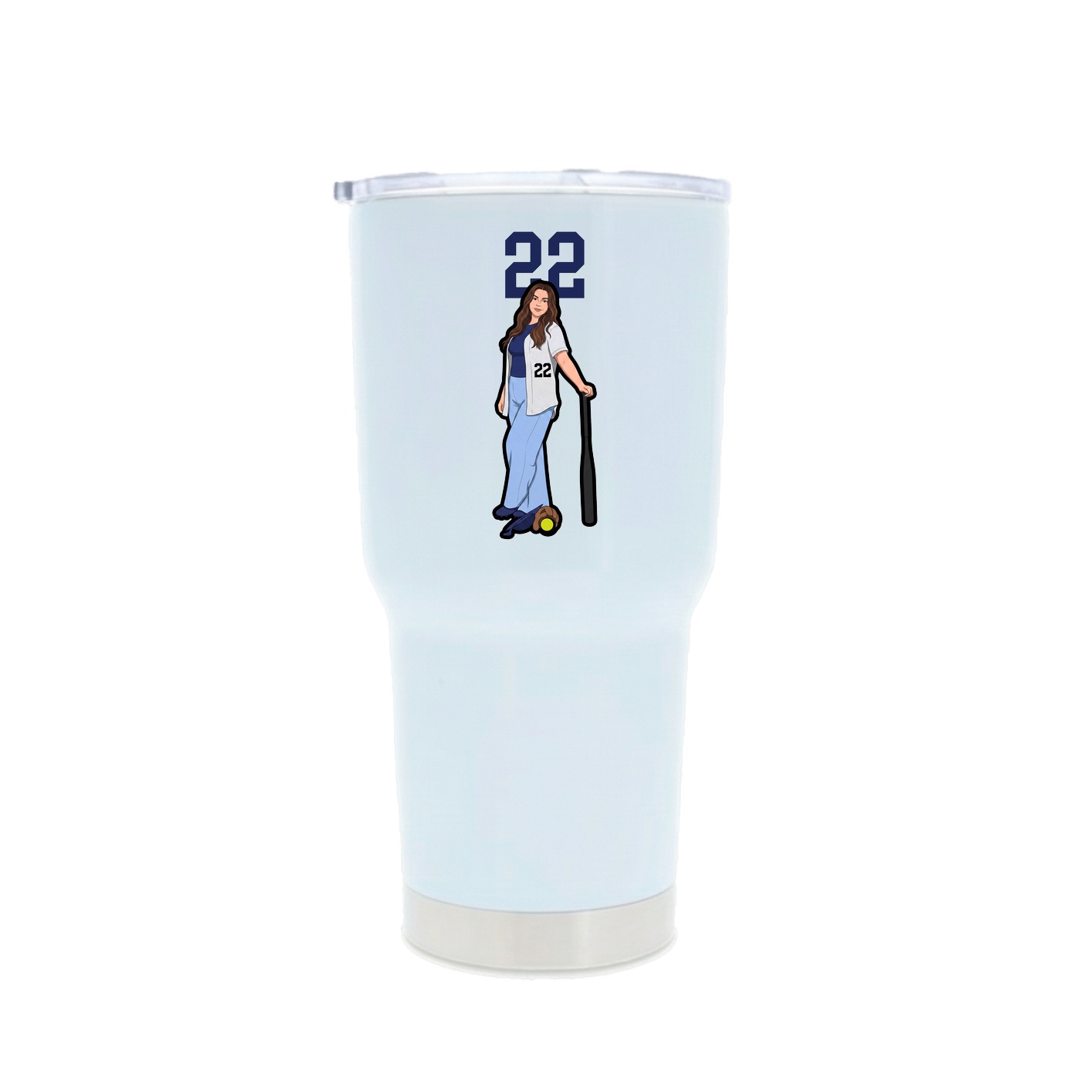 30oz Stainless Steel Tumbler — Number Top in White