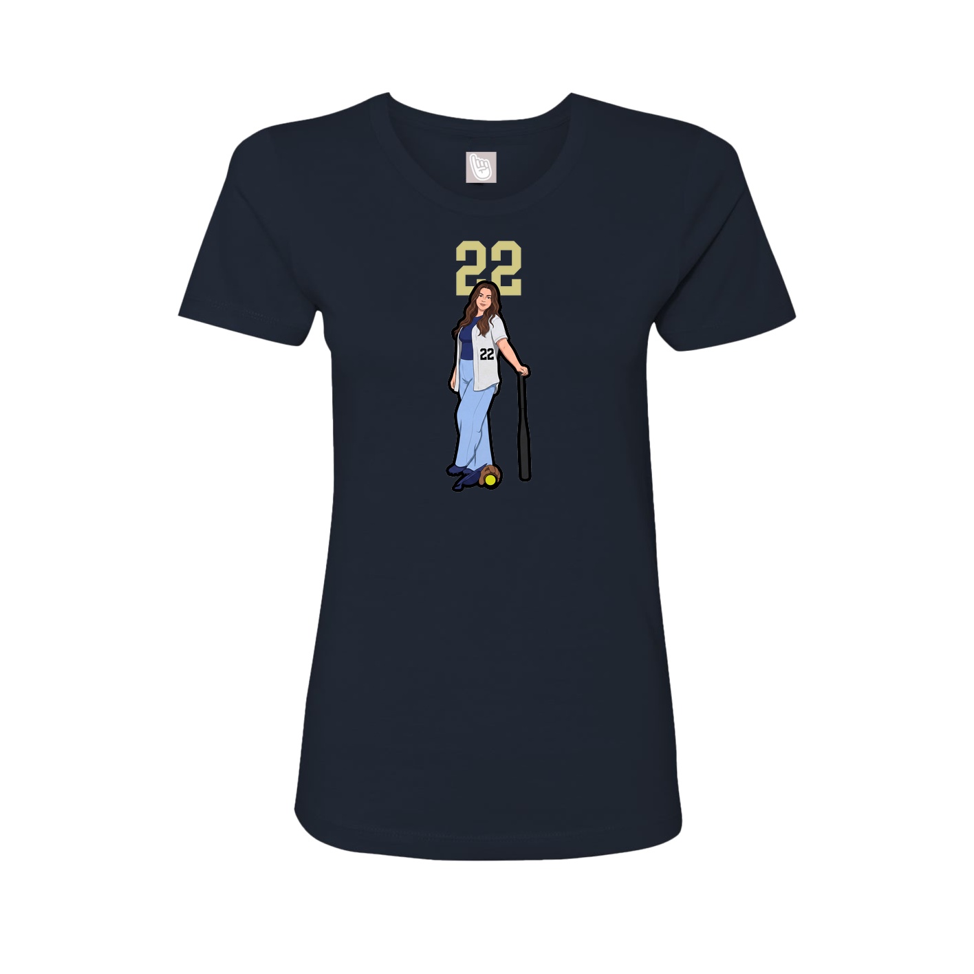 Fitted Women's Tee — Number Top in Navy