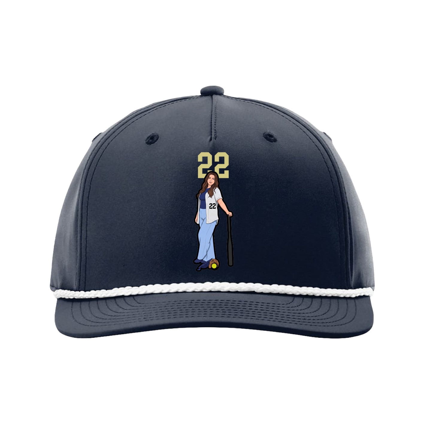Five-Panel Classic Rope Cap — Number Top in Navy
