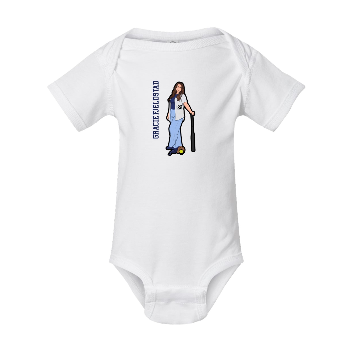 Baby Onesie — Name Vertical in White