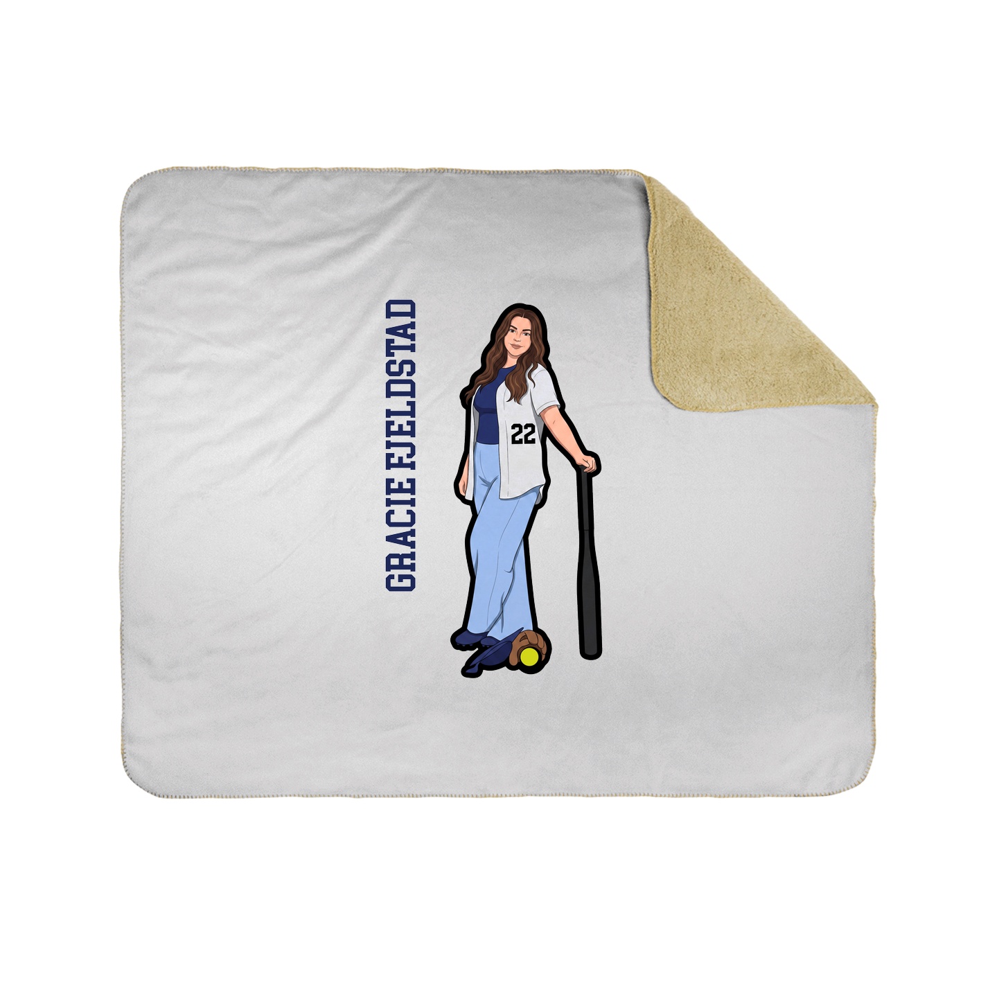 Throw Blanket — Name Vertical in White