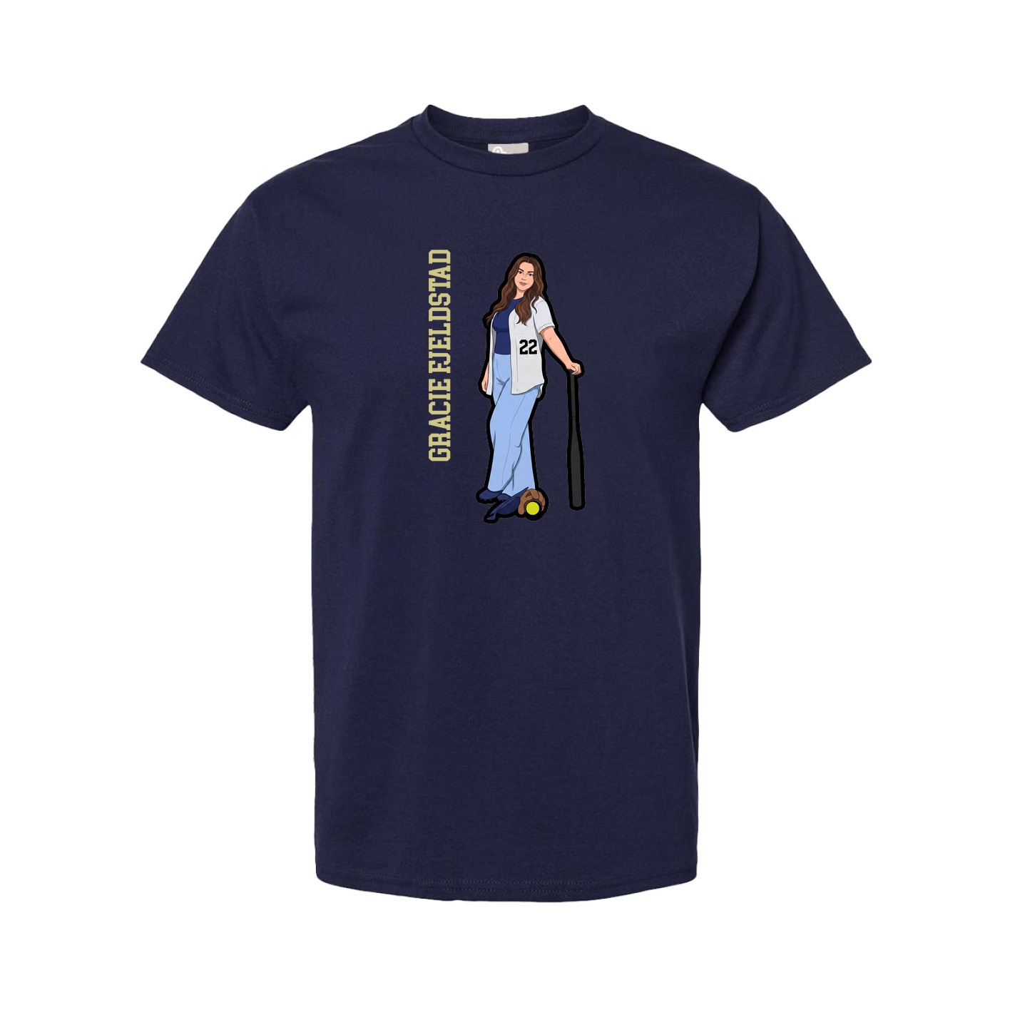 Youth Tee — Name Vertical in Navy
