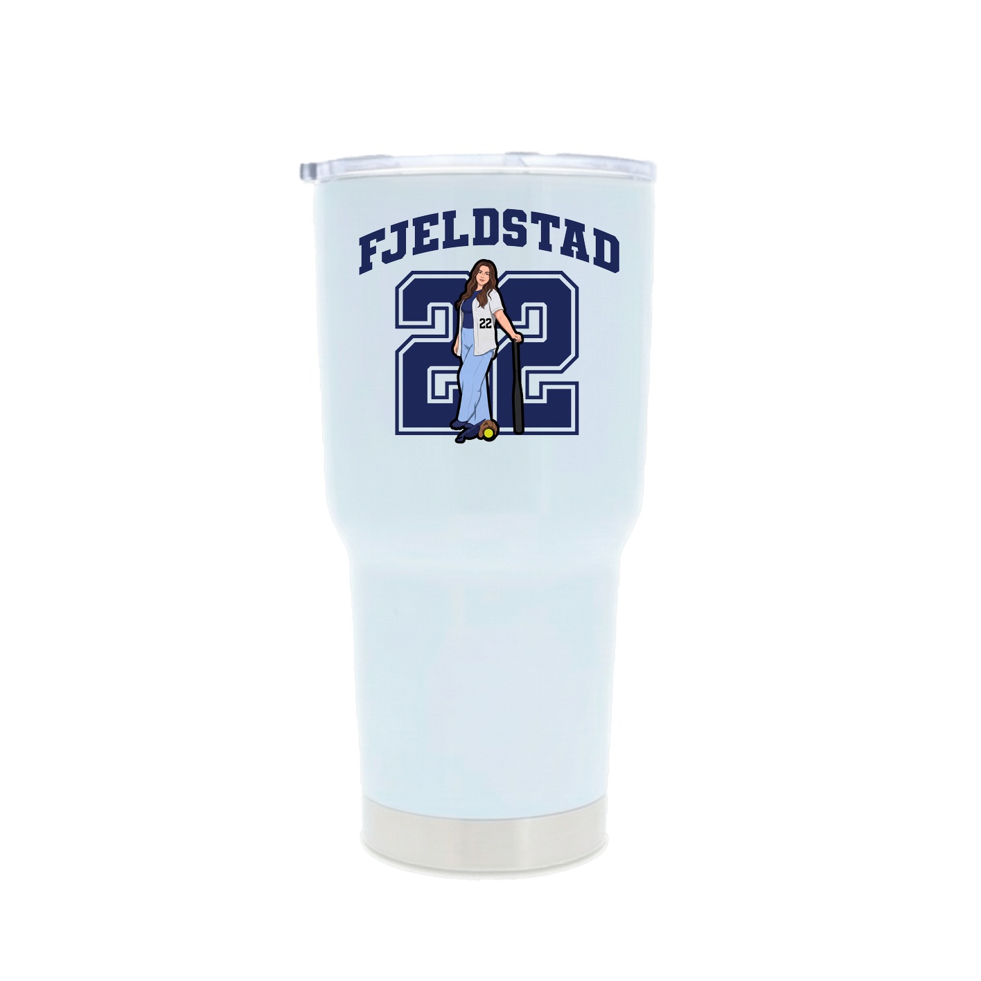 30oz Stainless Steel Tumbler — Number in White