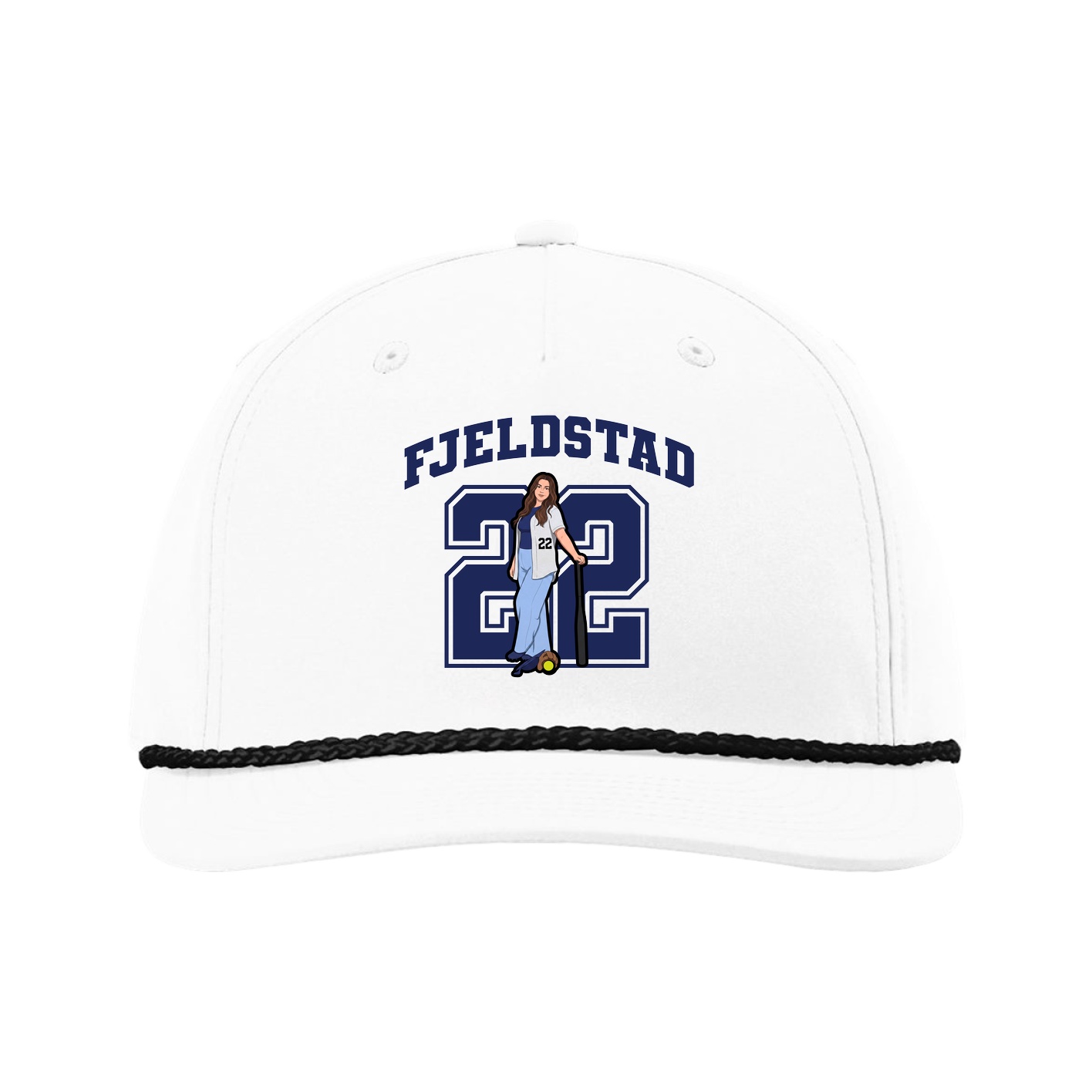 Five-Panel Classic Rope Cap — Number in White