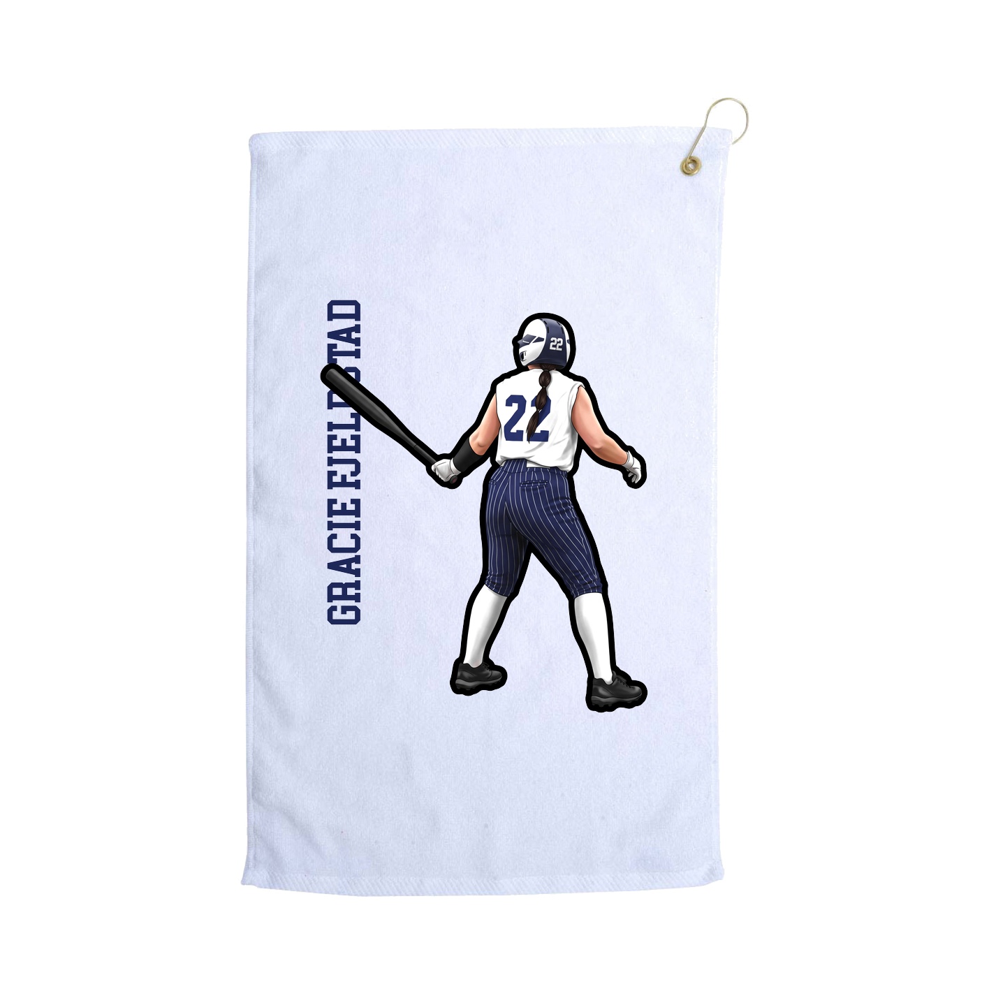 Golf Towel — Name Vertical in White