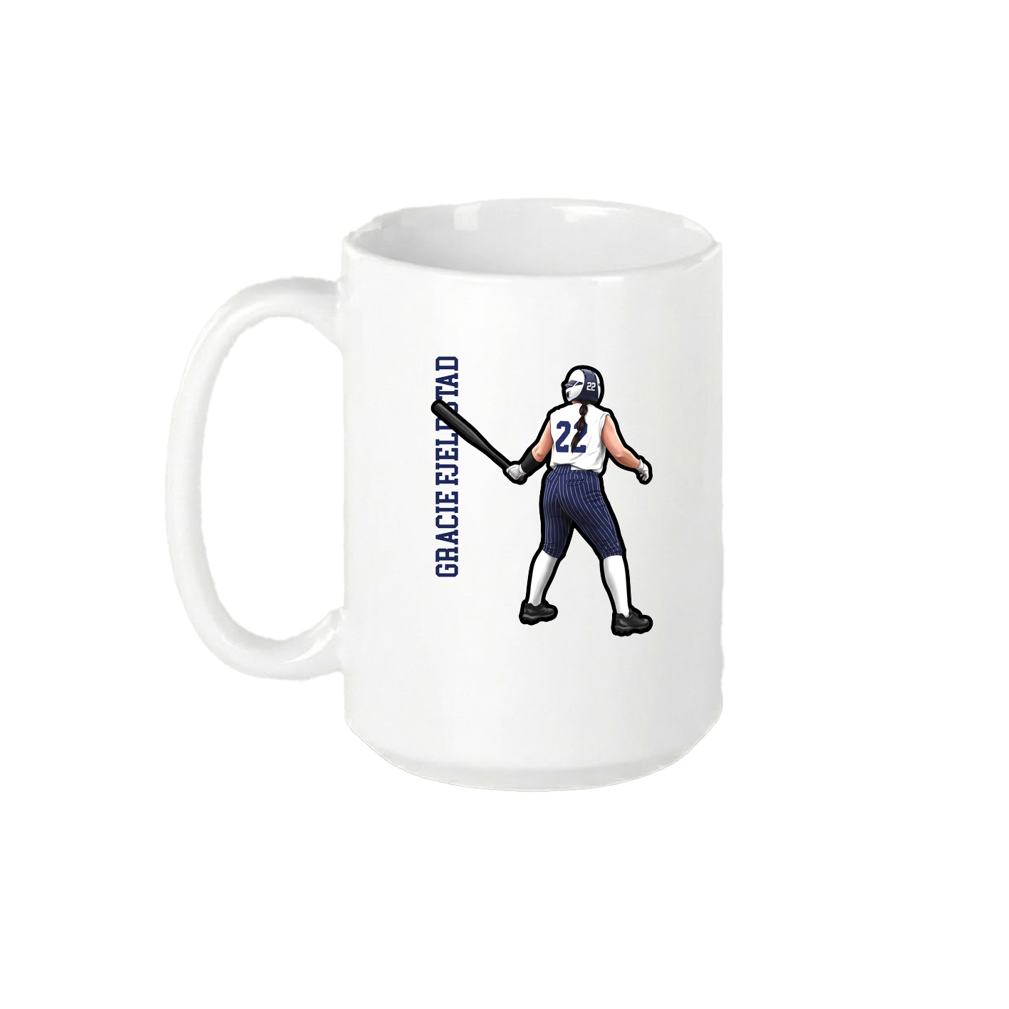 15oz Coffee Mug — Name Vertical in White