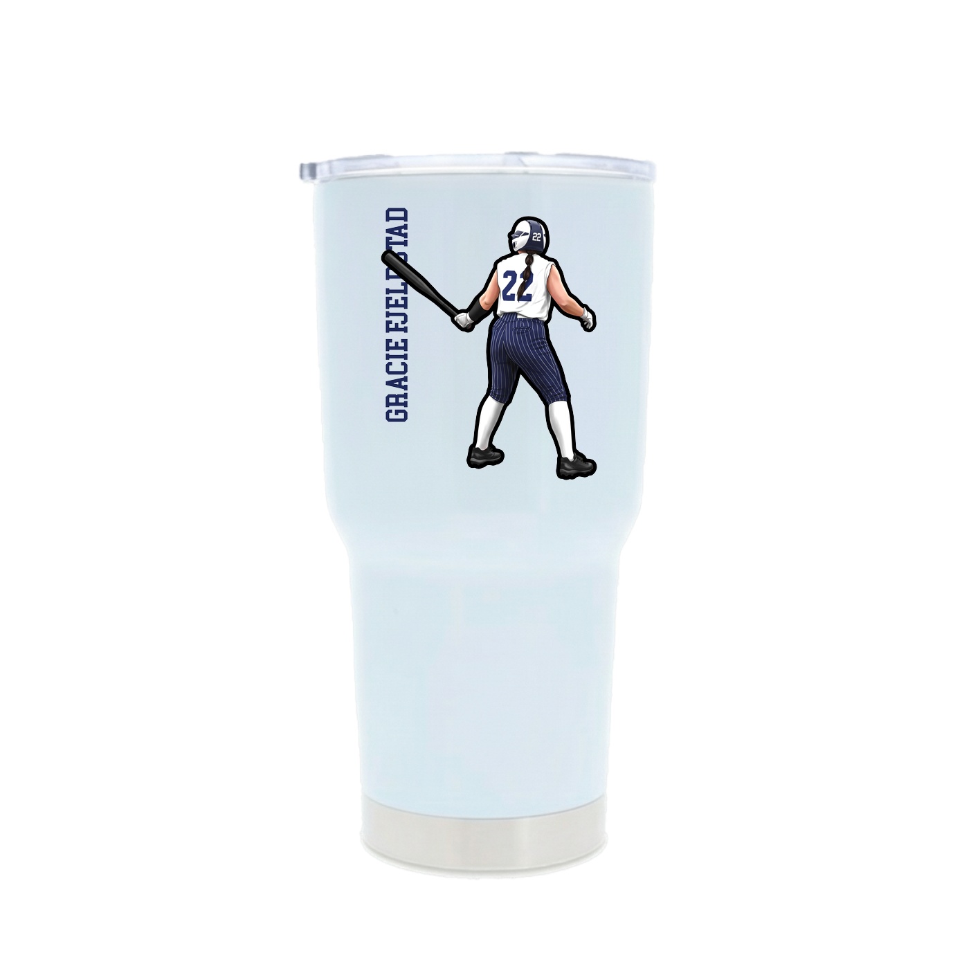 30oz Stainless Steel Tumbler — Name Vertical in White