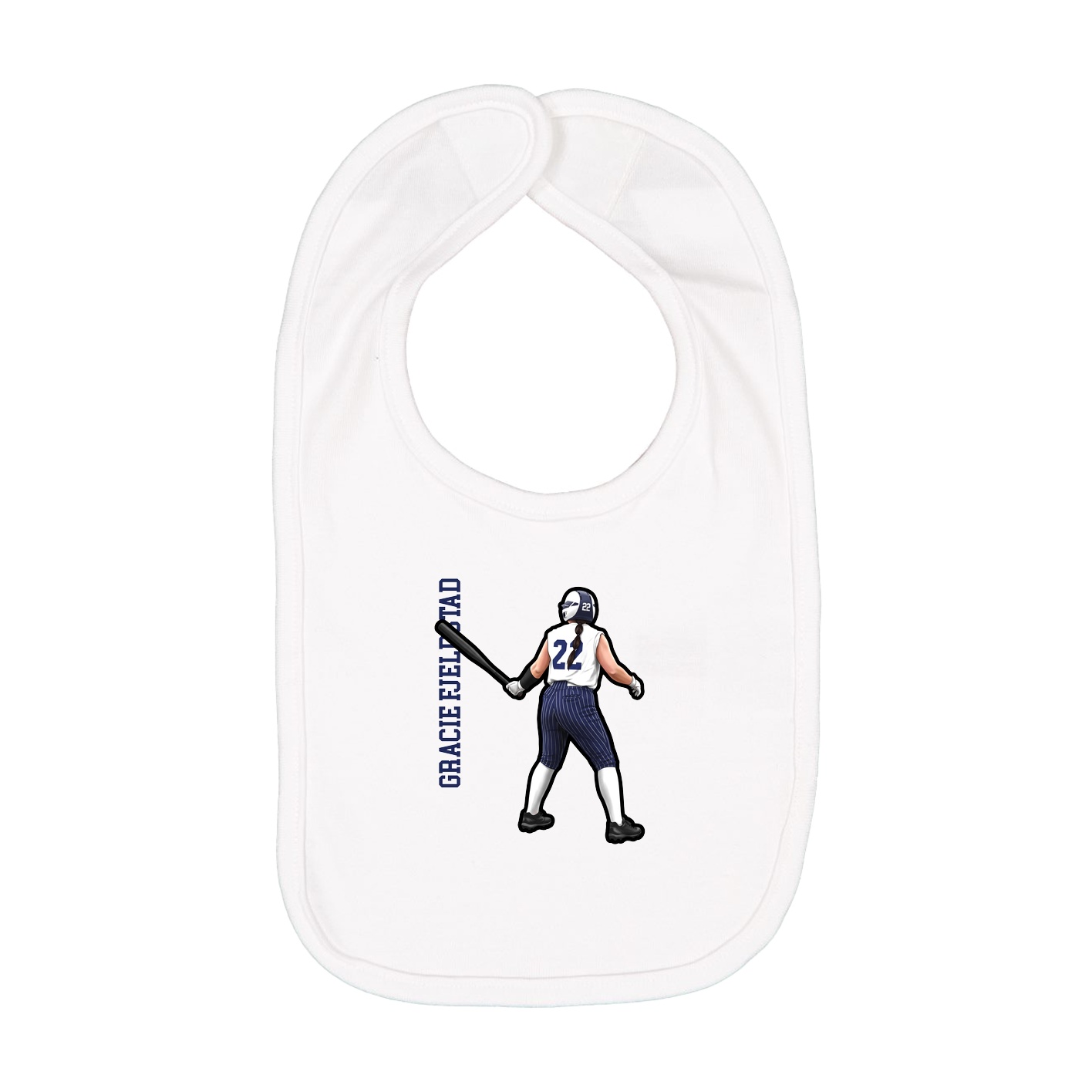 Infant Bib — Name Vertical in White