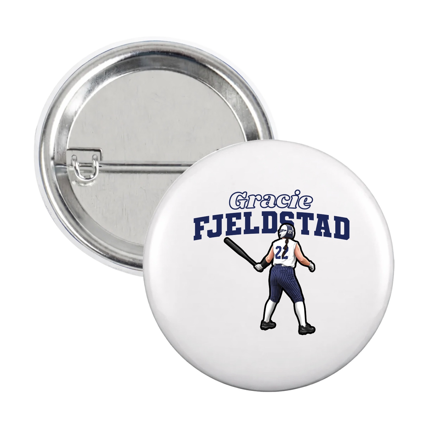 Game Day Button — Name Arch in White