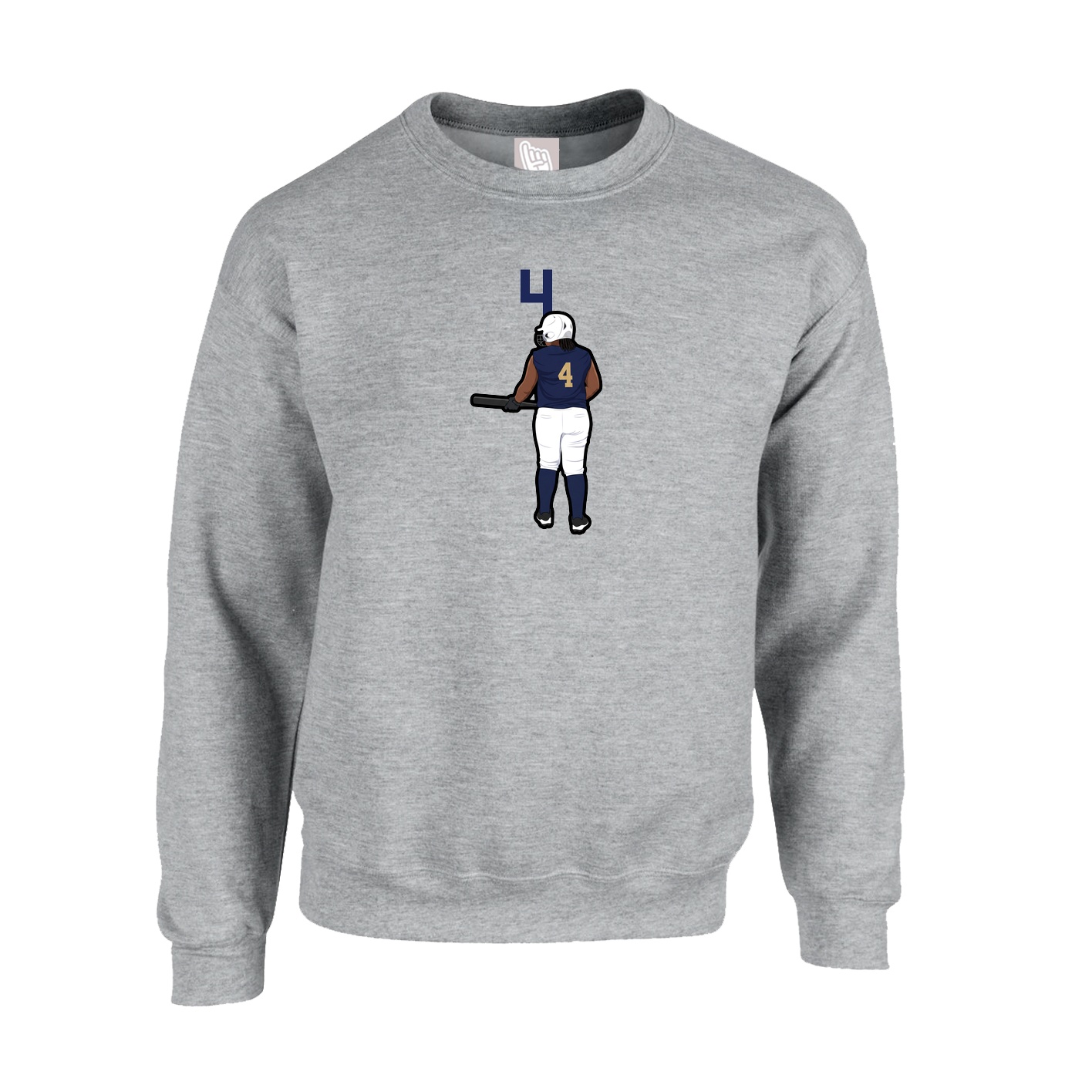 Fleece Crew — Number Top in Grey