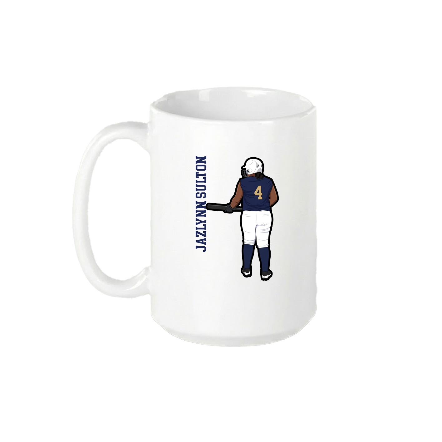 15oz Coffee Mug — Name Vertical in White