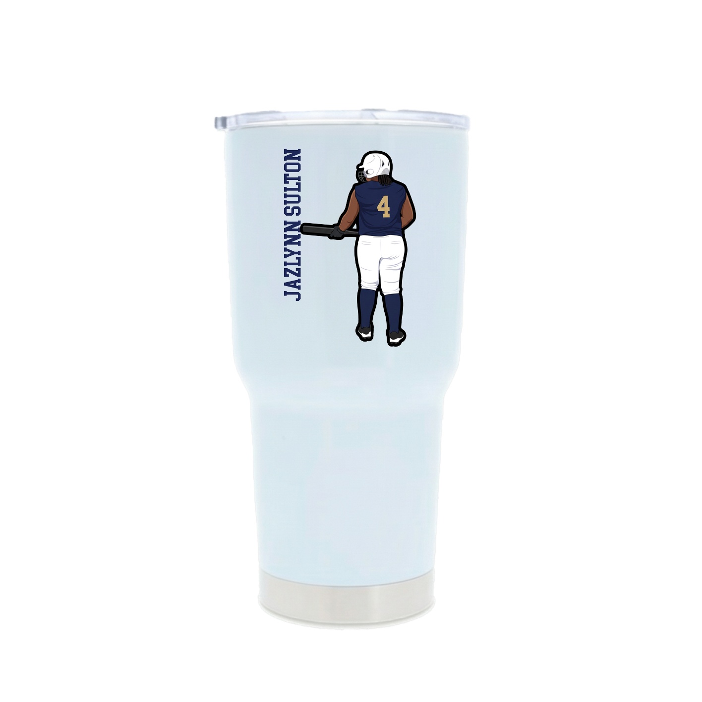 30oz Stainless Steel Tumbler — Name Vertical in White