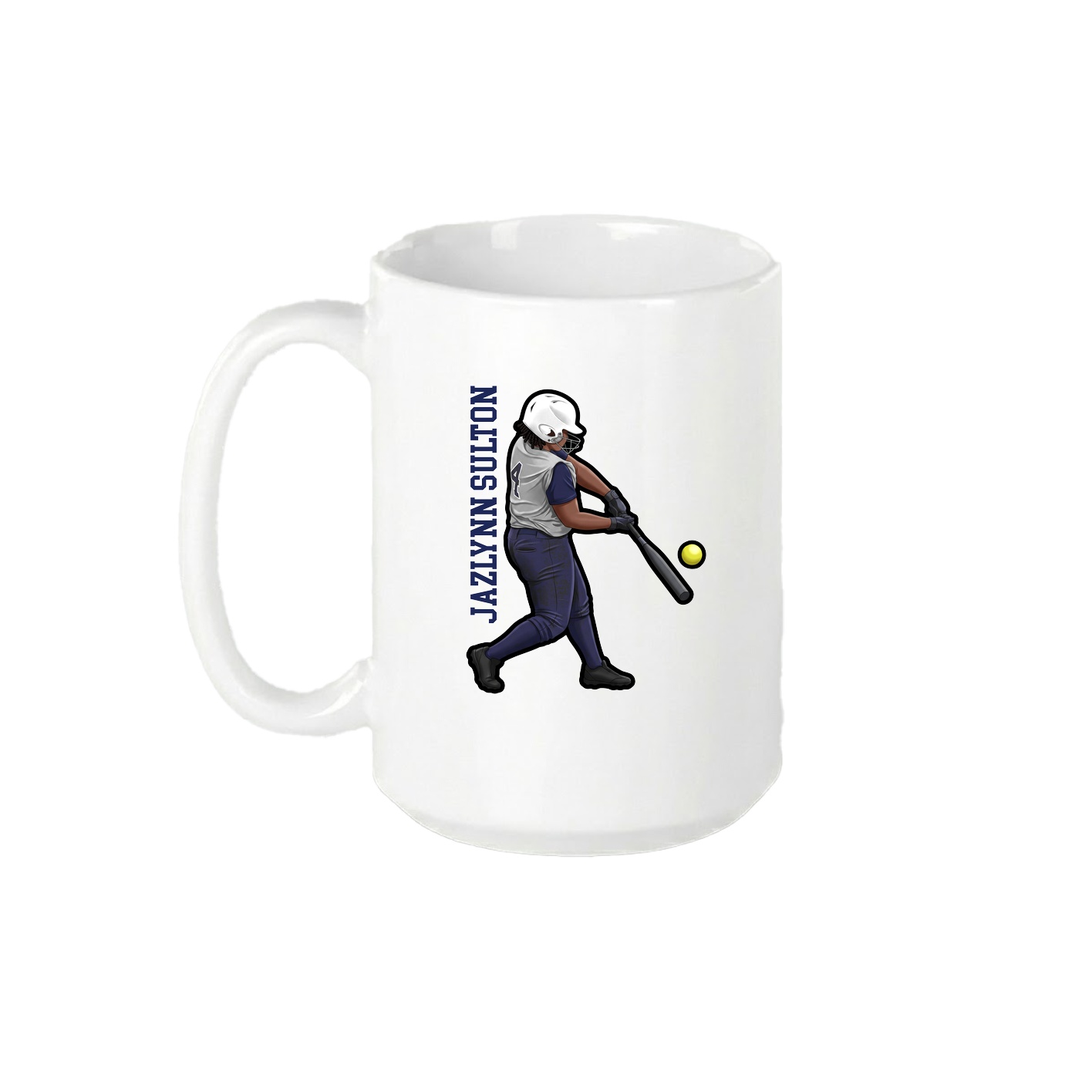 15oz Coffee Mug — Name Vertical in White