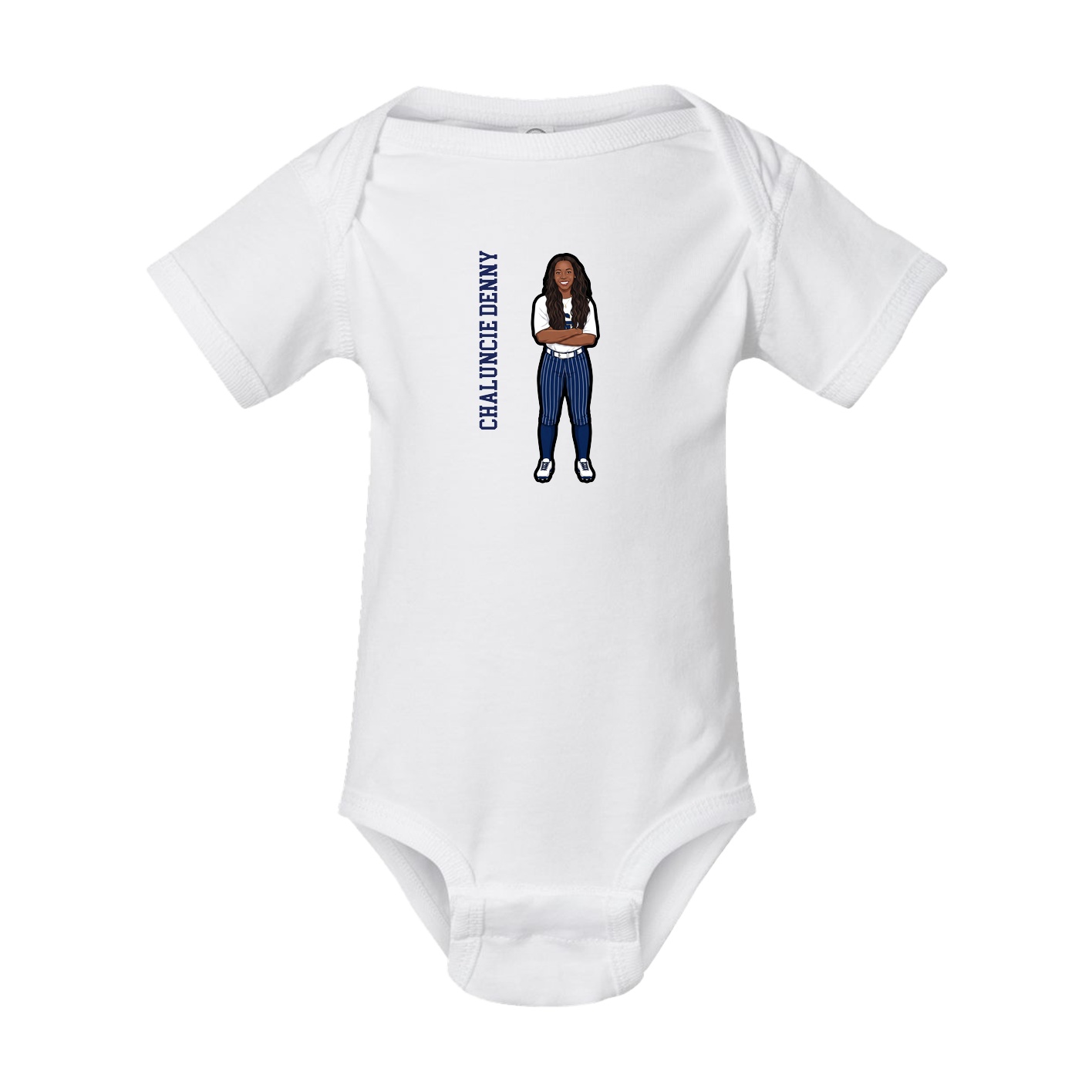 Baby Onesie — Name Vertical in White