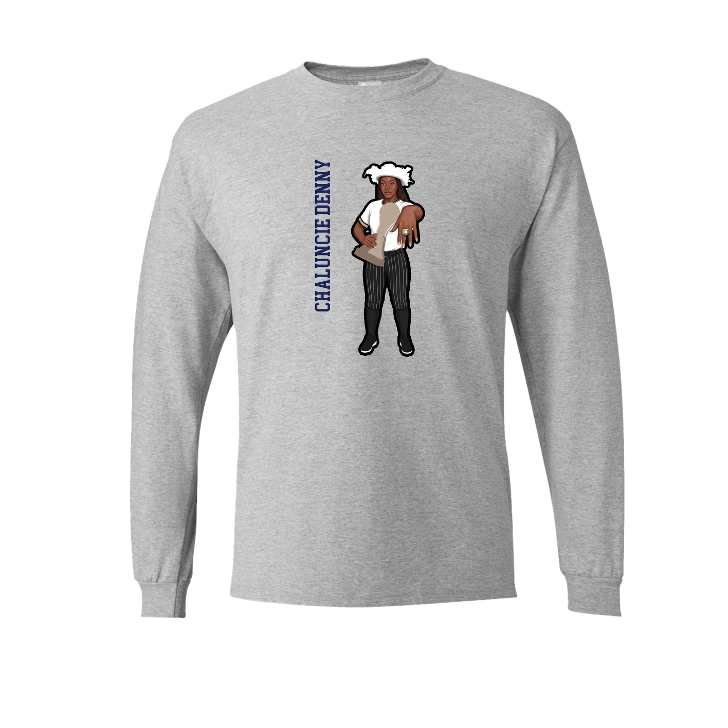 Long Sleeve Tee — Name Vertical in Grey