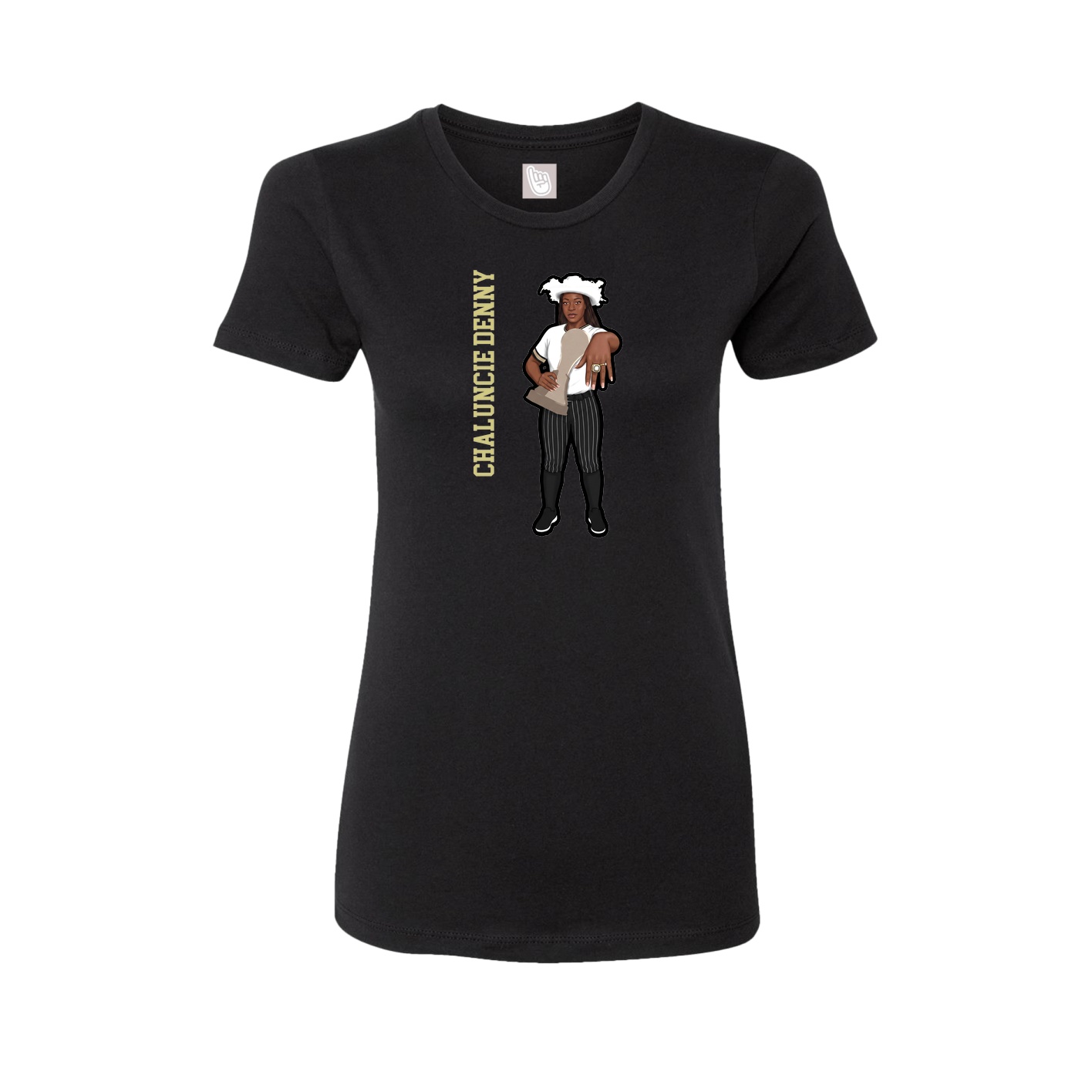 Fitted Women's Tee — Name Vertical in Black