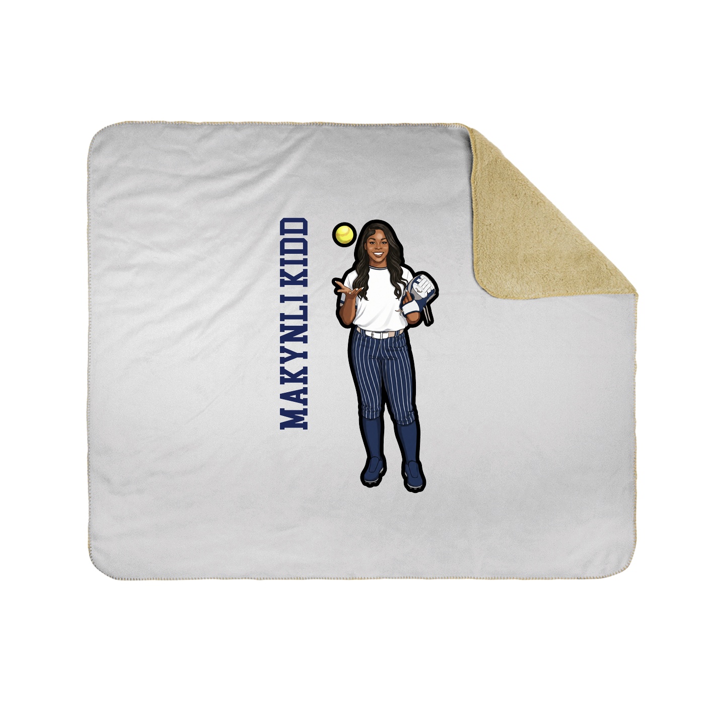 Throw Blanket — Name Vertical in White