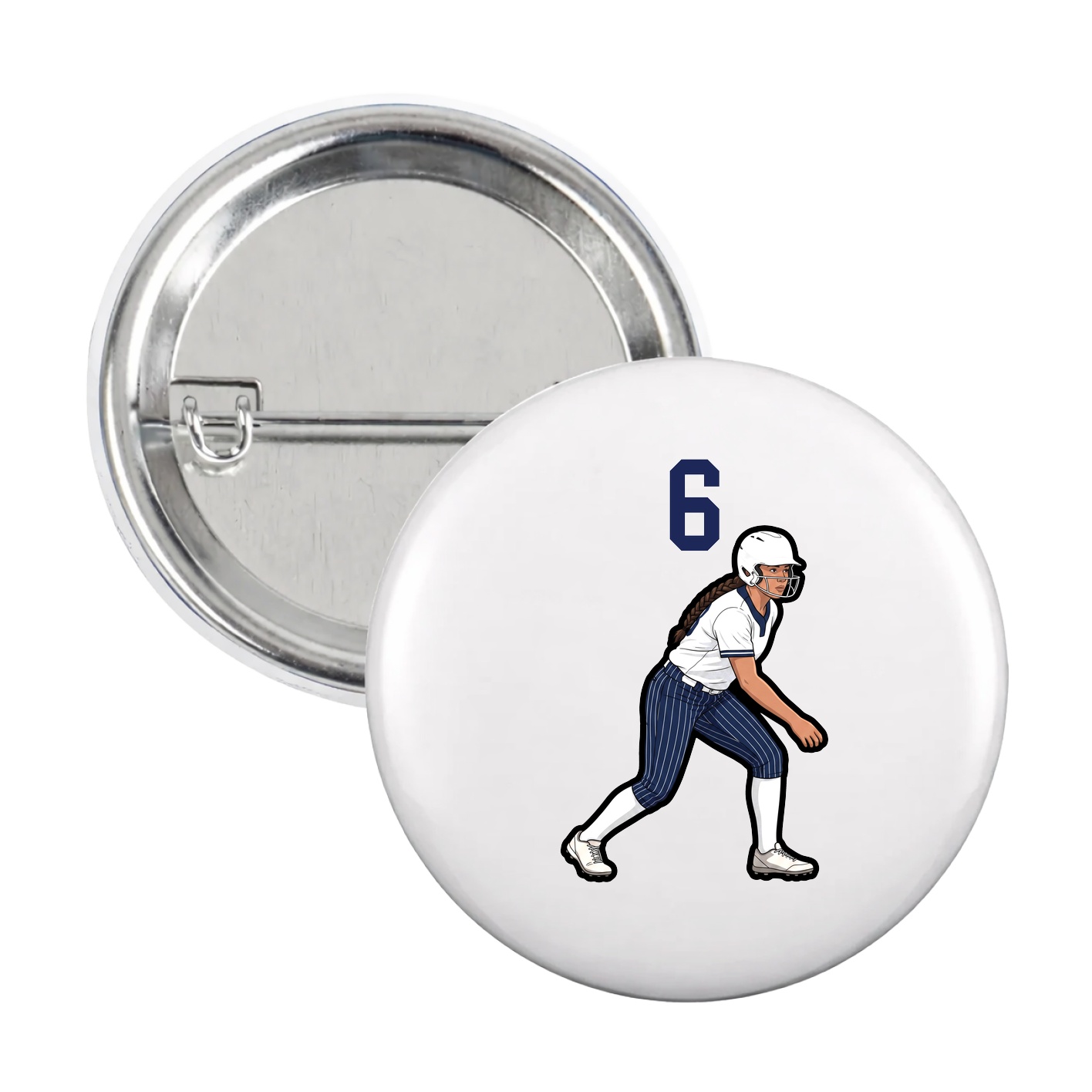 Game Day Button — Number Top in White