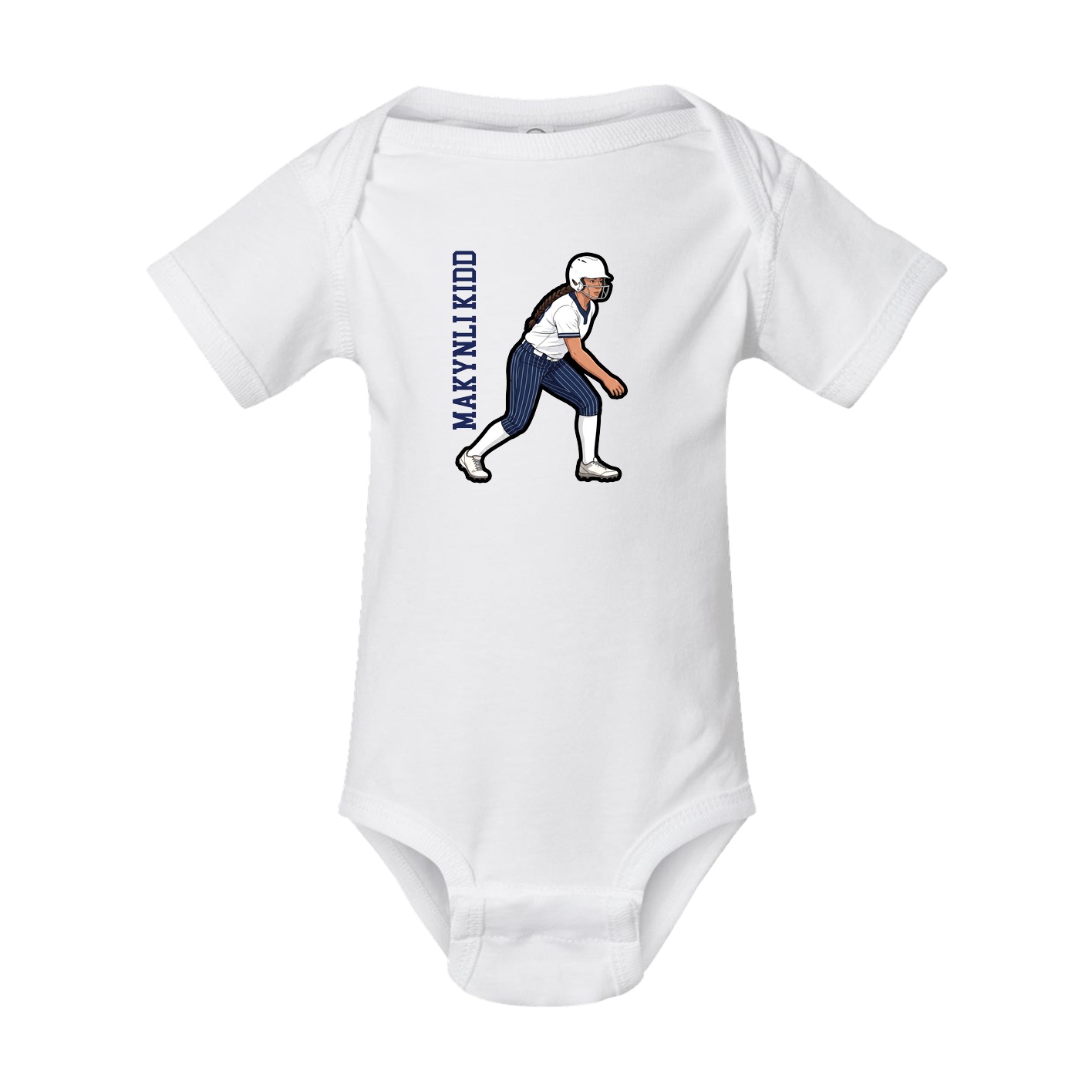Baby Onesie — Name Vertical in White