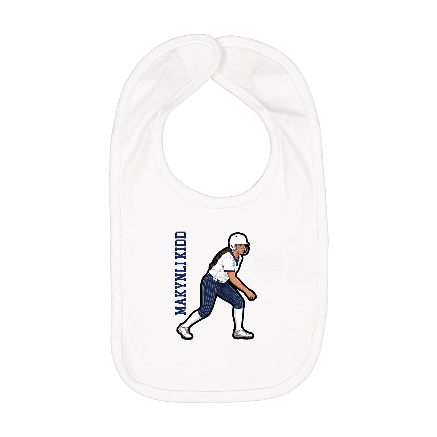Infant Bib — Name Vertical in White