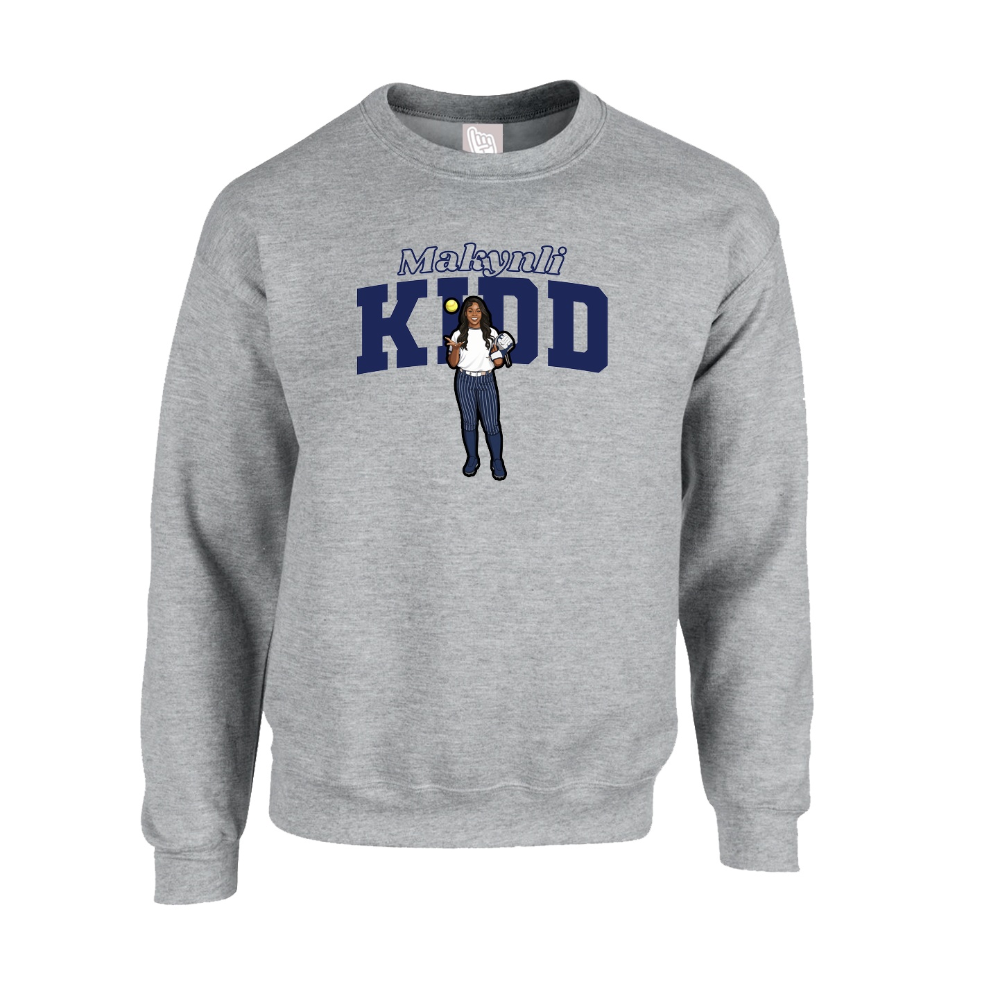 Fleece Crew — Name Arch in Grey