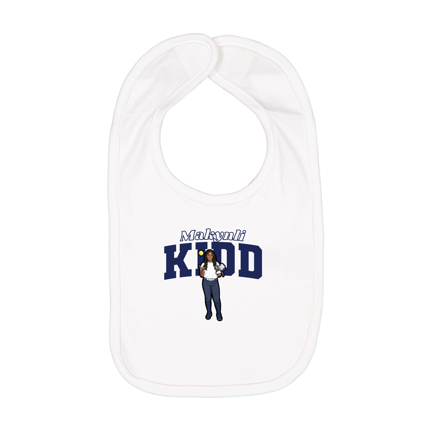 Infant Bib — Name Arch in White