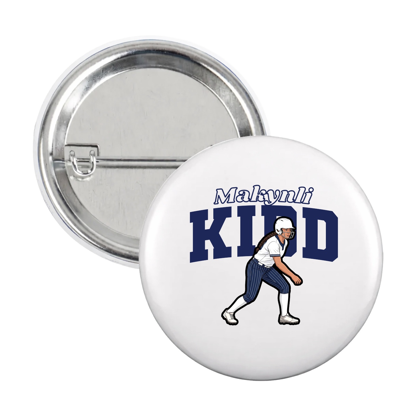 Game Day Button — Name Arch in White