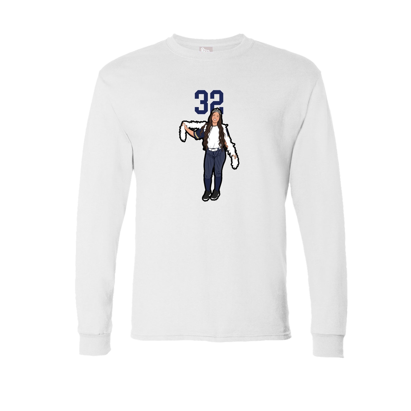Long Sleeve Tee — Number Top in White