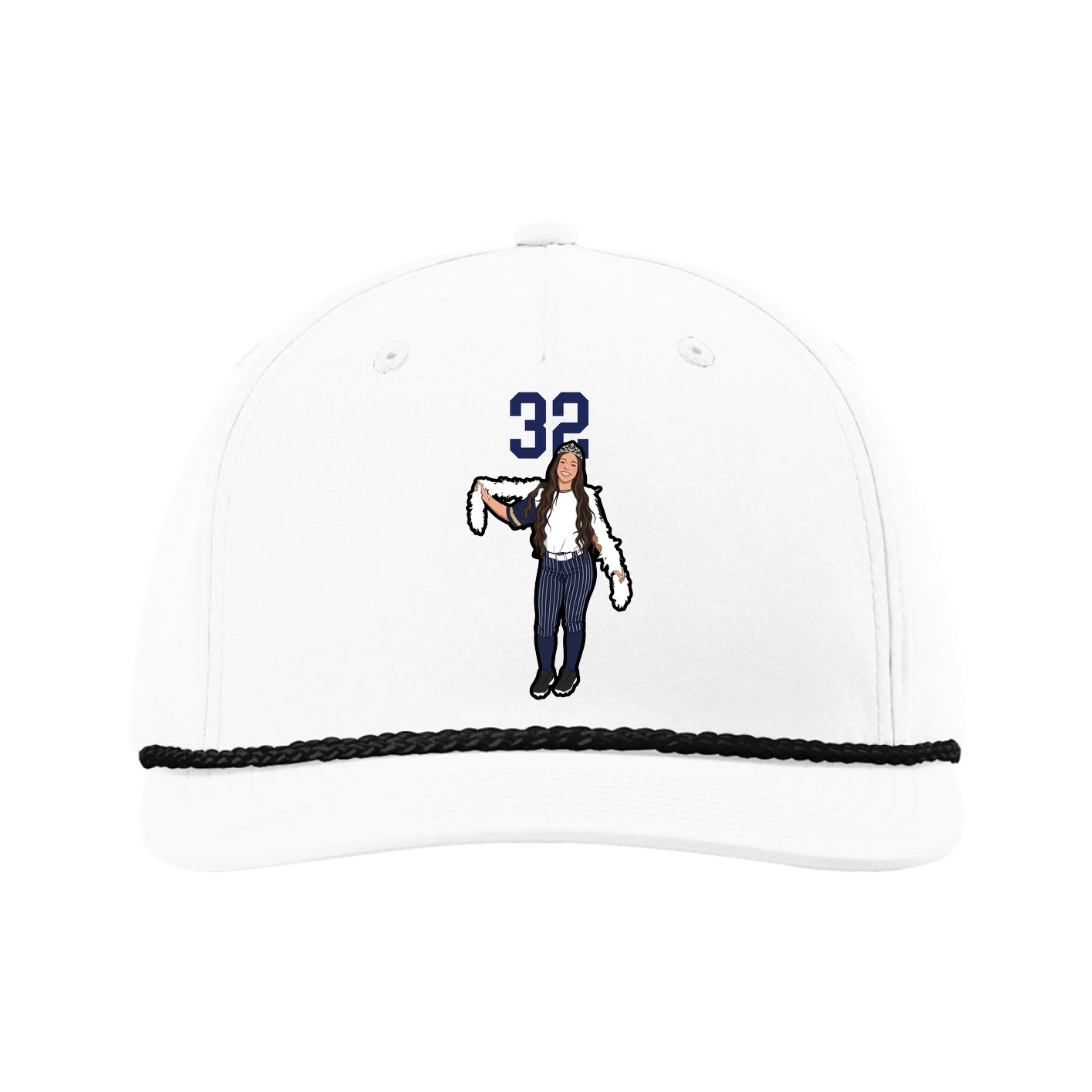 Five-Panel Classic Rope Cap — Number Top in White