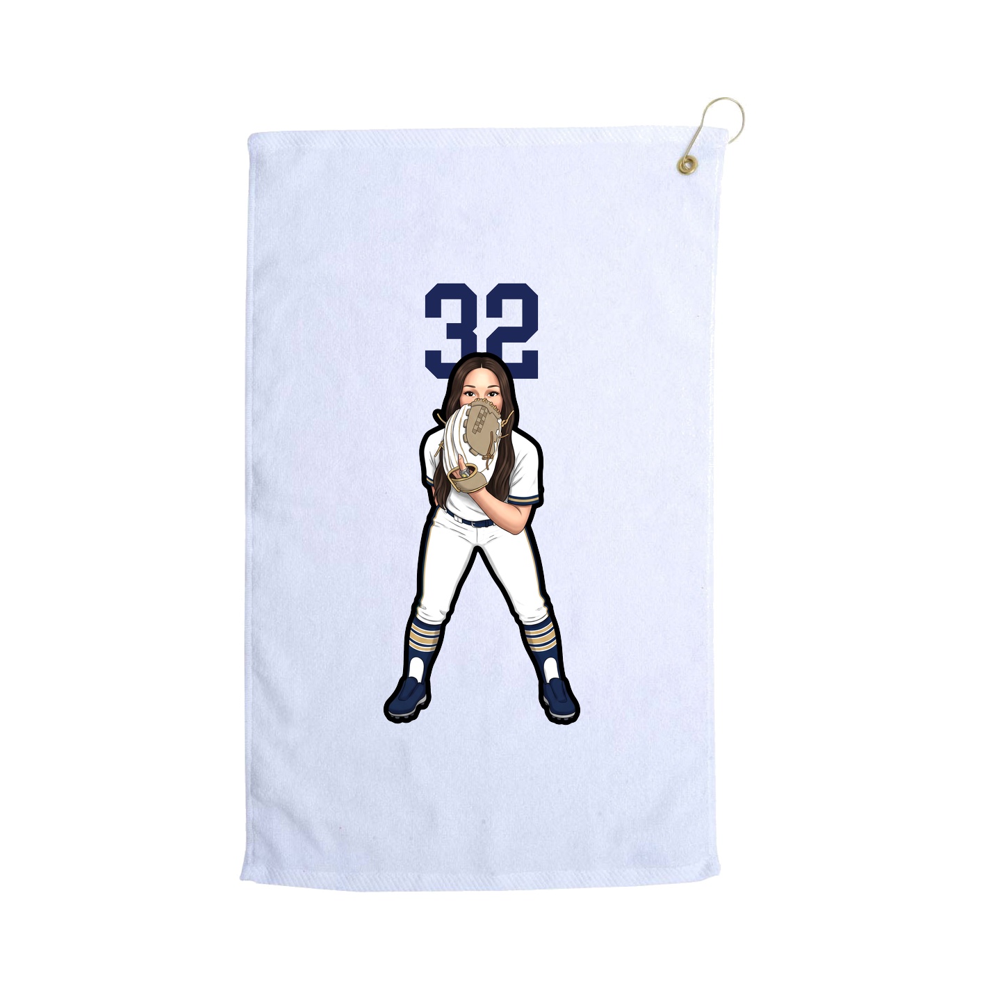 Golf Towel — Number Top in White