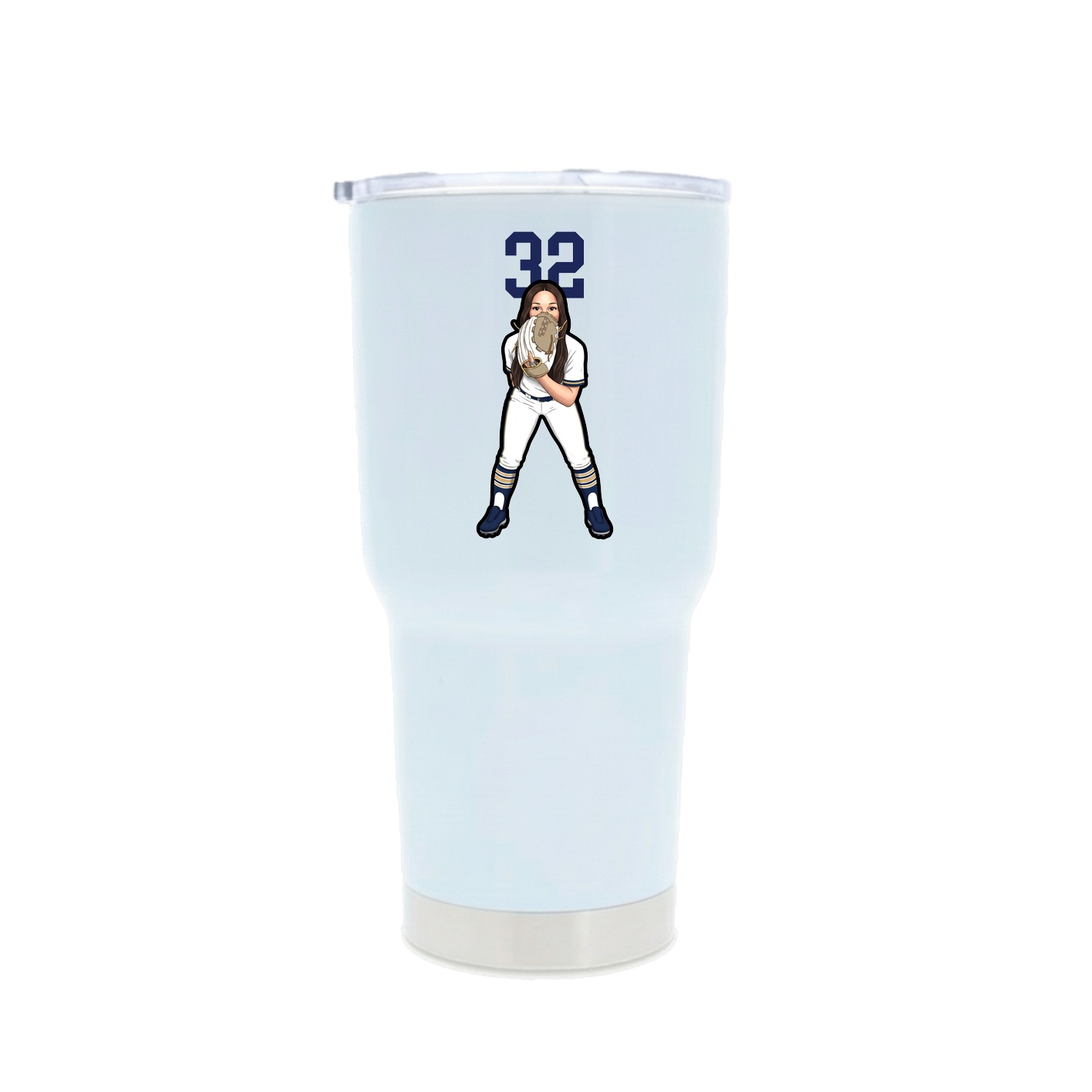30oz Stainless Steel Tumbler — Number Top in White