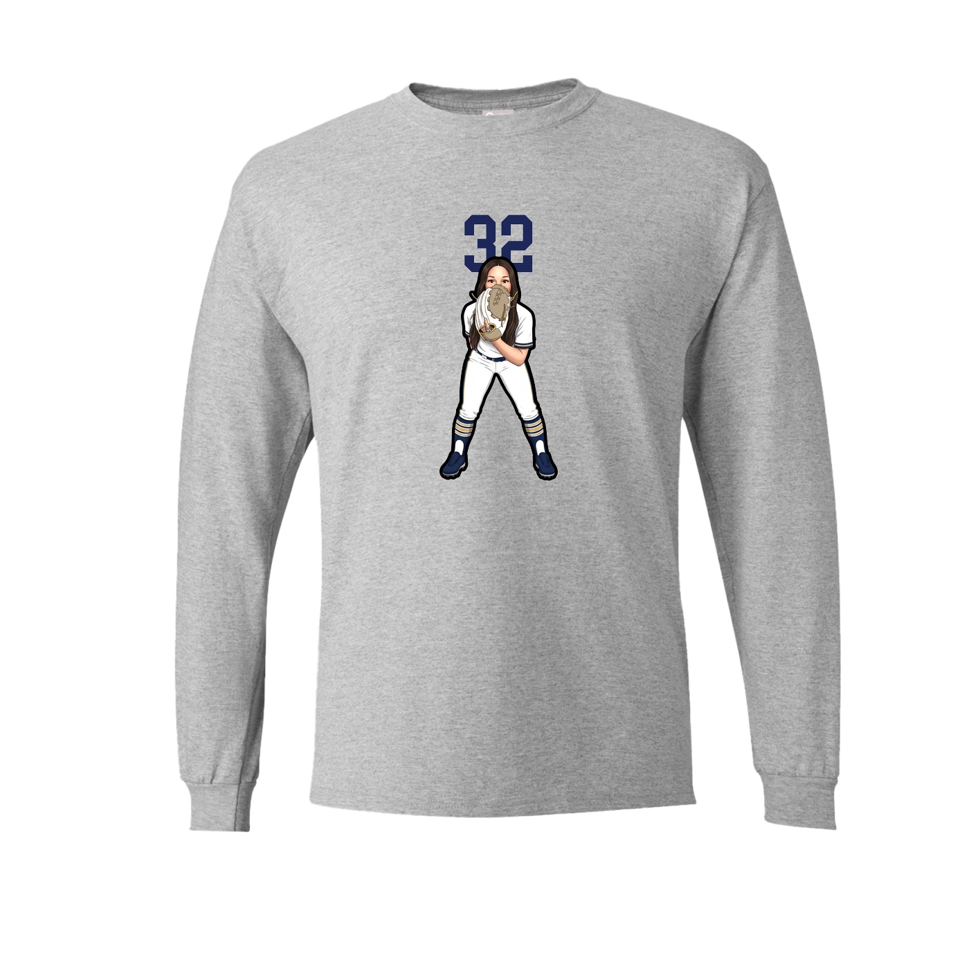 Long Sleeve Tee — Number Top in Grey