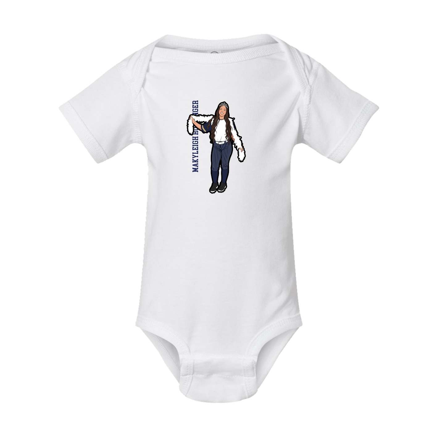 Baby Onesie — Name Vertical in White