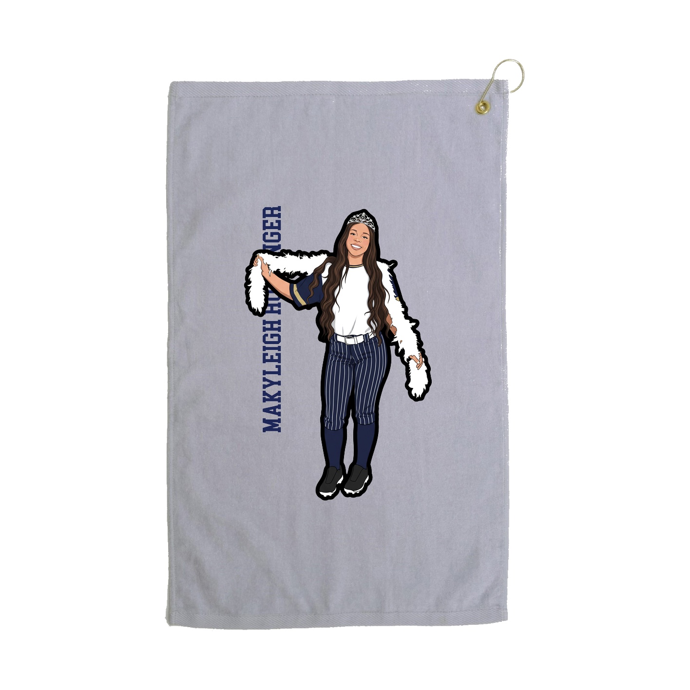 Golf Towel — Name Vertical in Grey