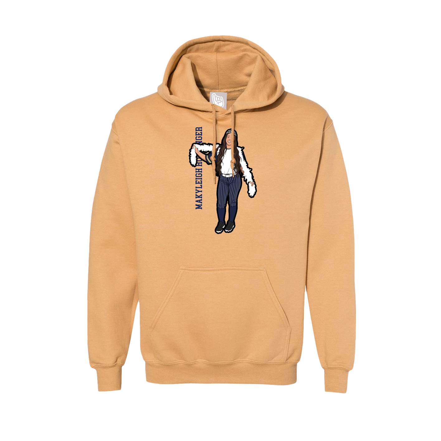 Hoodie — Name Vertical in Vegas Gold