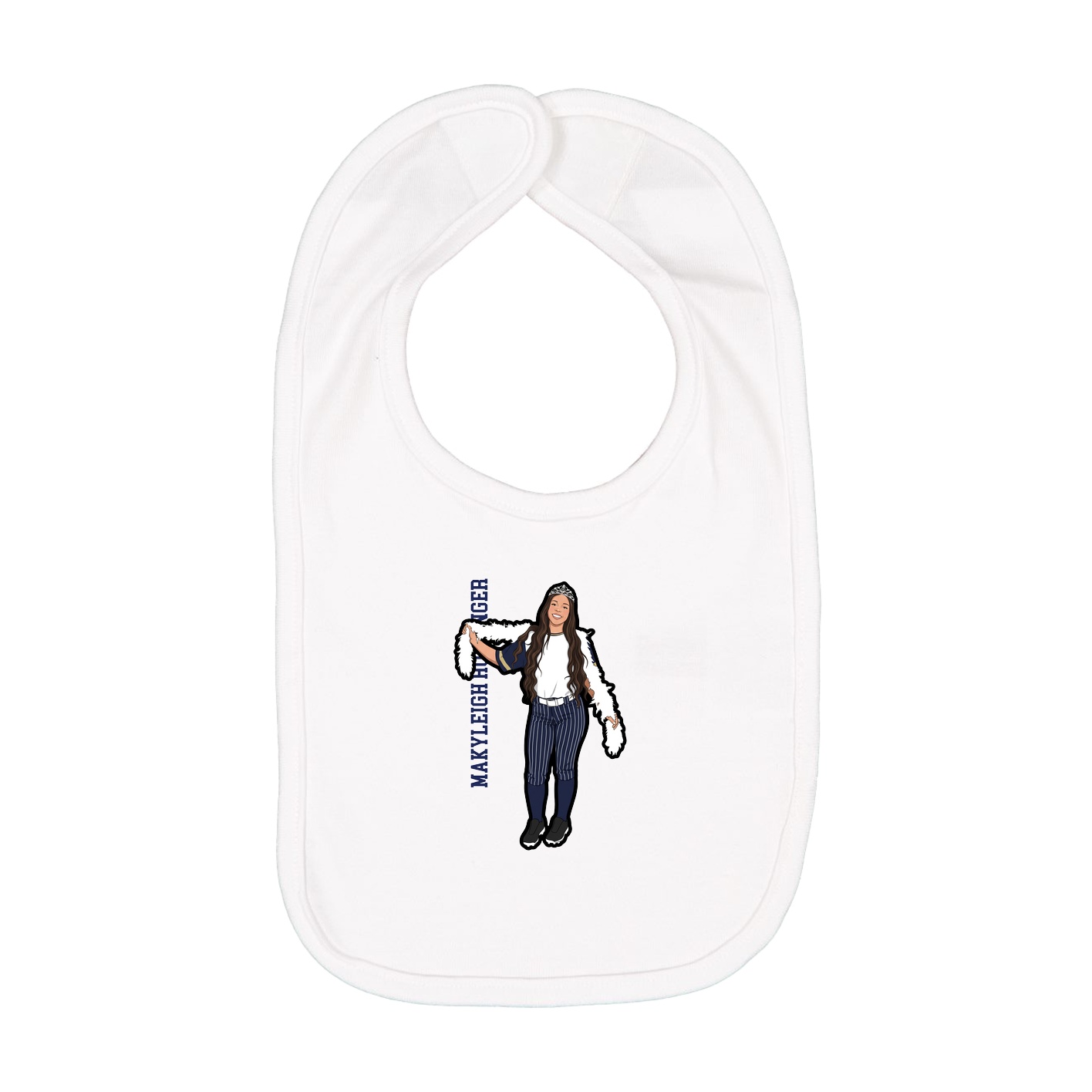 Infant Bib — Name Vertical in White