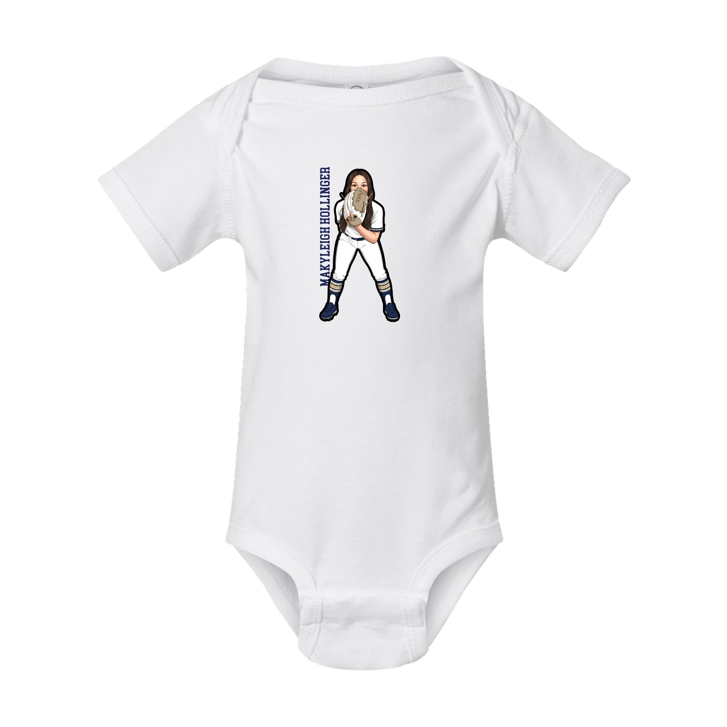Baby Onesie — Name Vertical in White