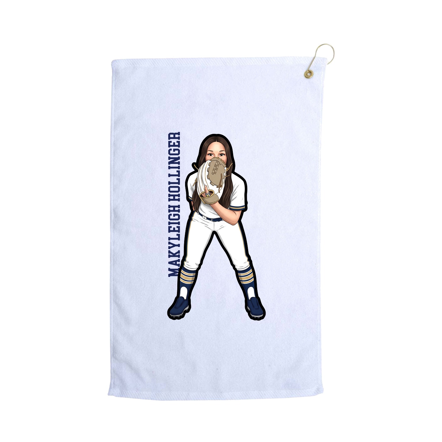 Golf Towel — Name Vertical in White
