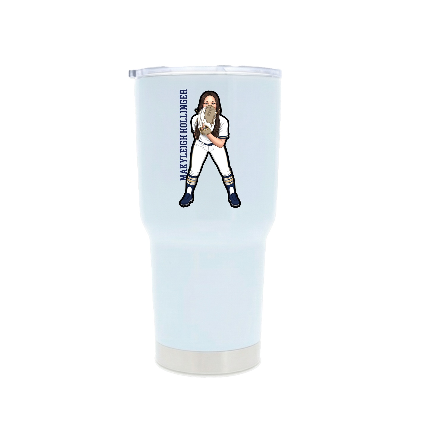 30oz Stainless Steel Tumbler — Name Vertical in White