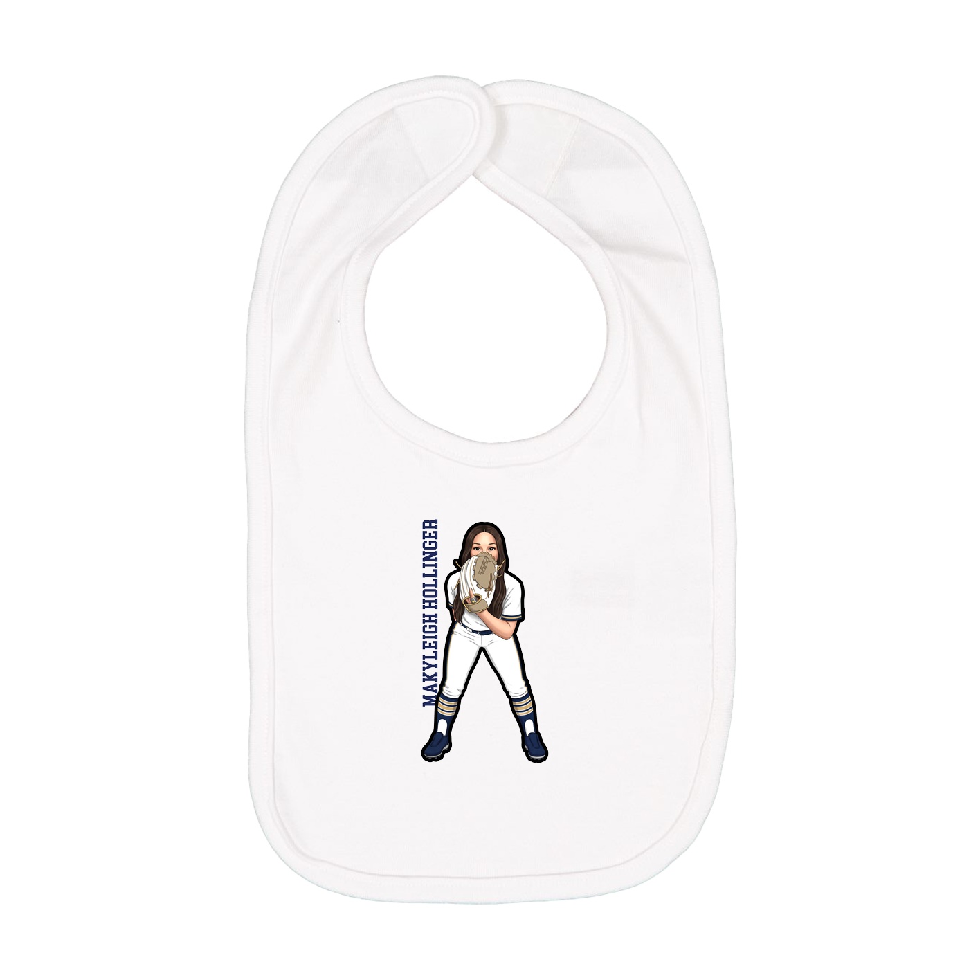 Infant Bib — Name Vertical in White