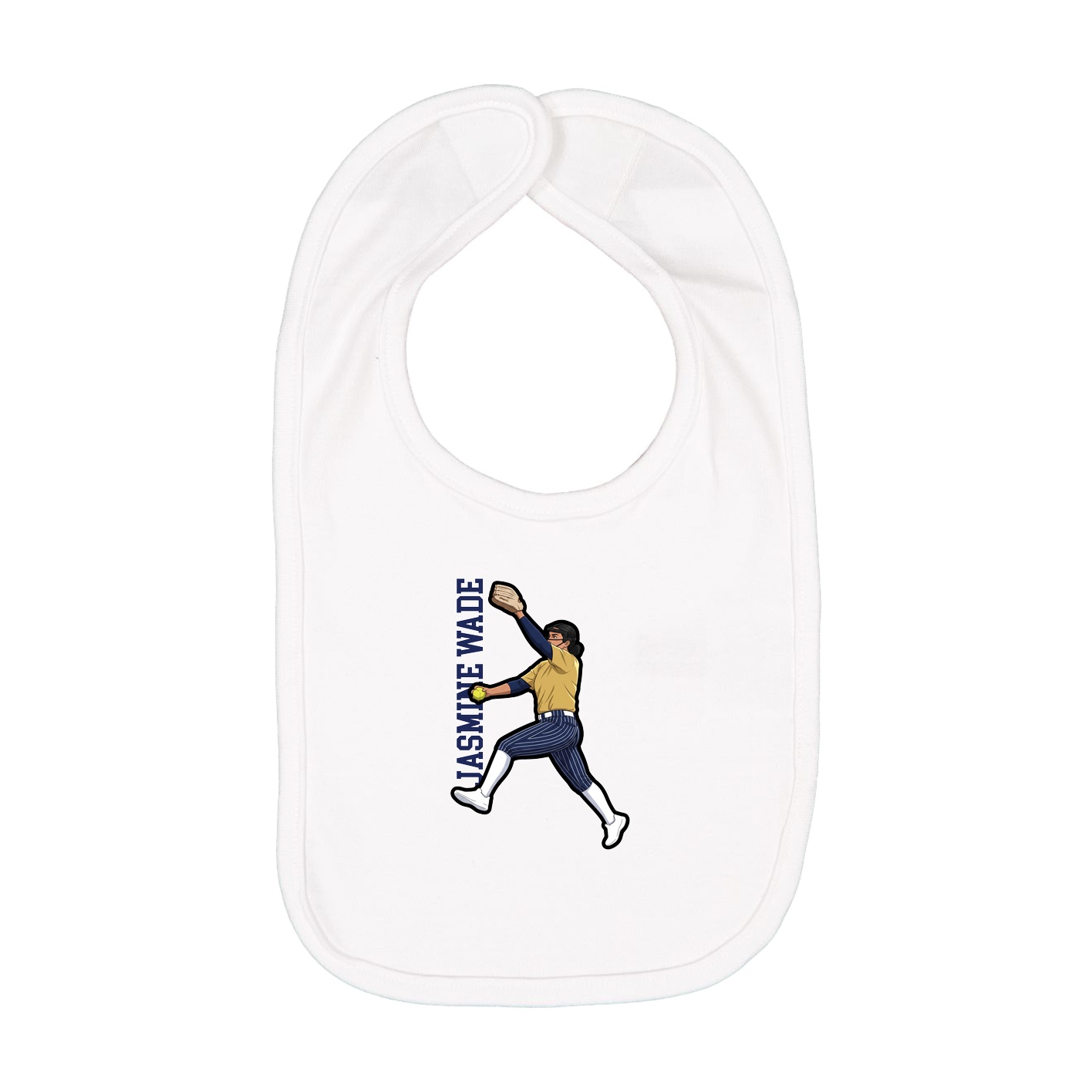 Infant Bib — Name Vertical in White
