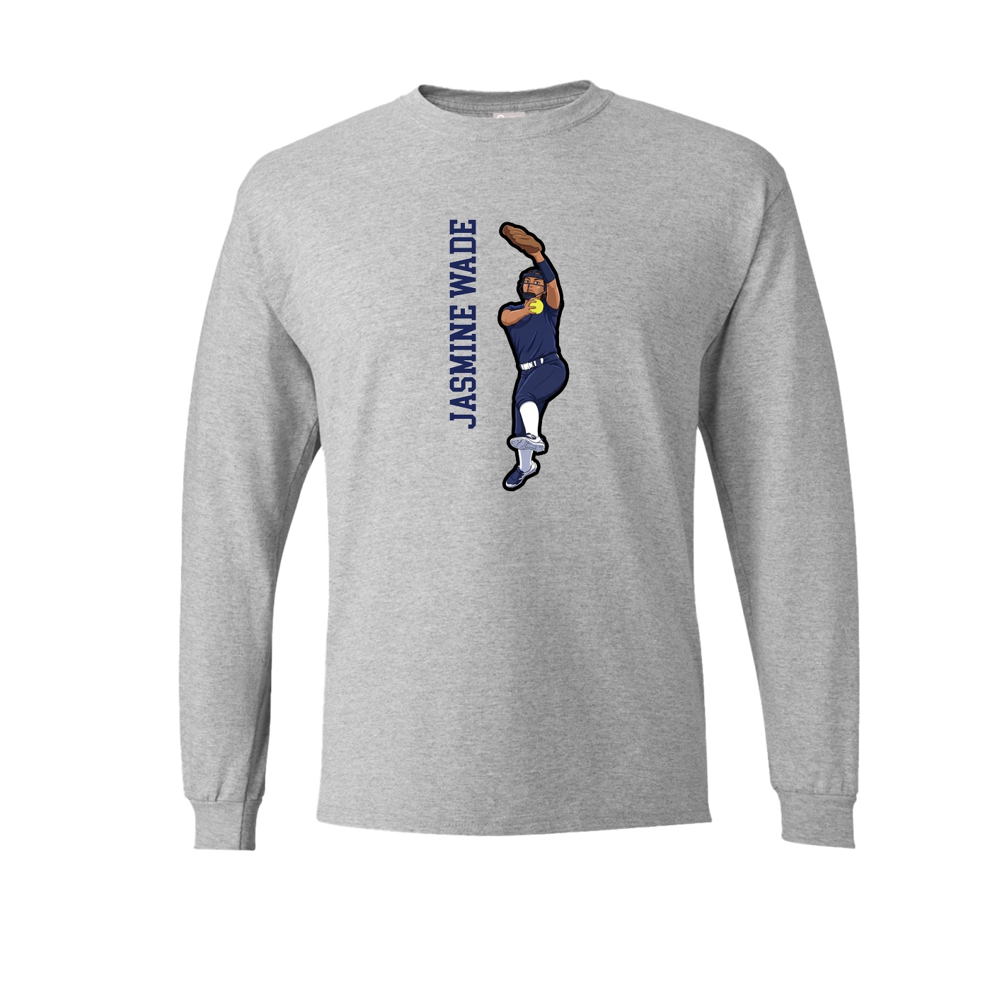 Long Sleeve Tee — Name Vertical in Grey