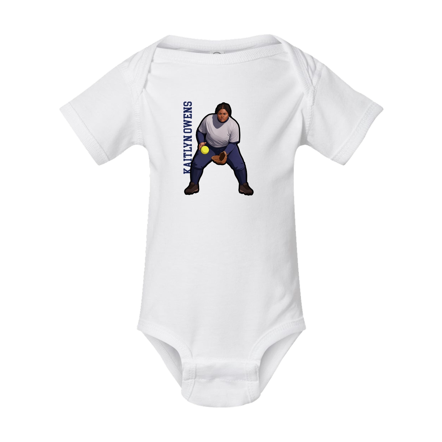 Baby Onesie — Name Vertical in White