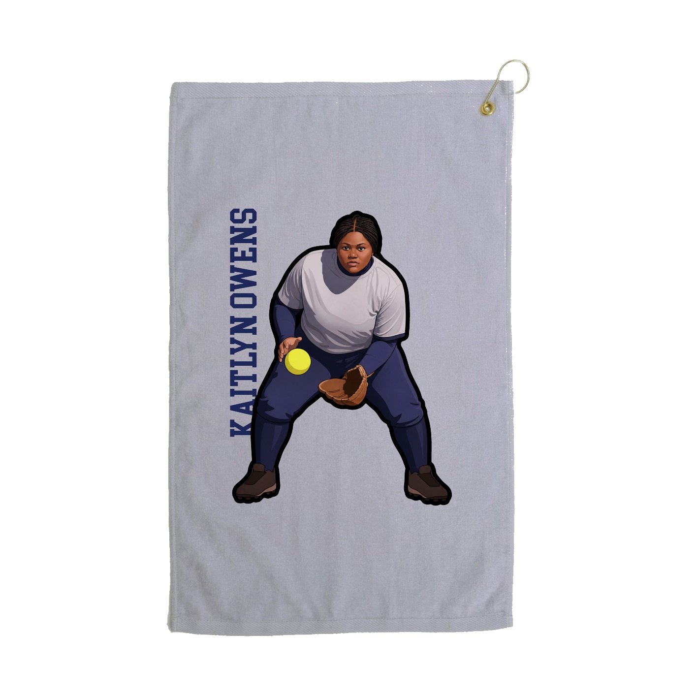 Golf Towel — Name Vertical in Grey