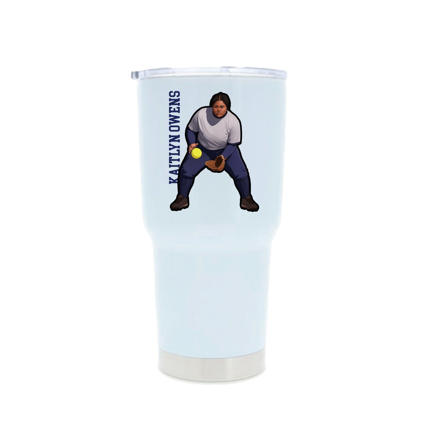 30oz Stainless Steel Tumbler — Name Vertical in White