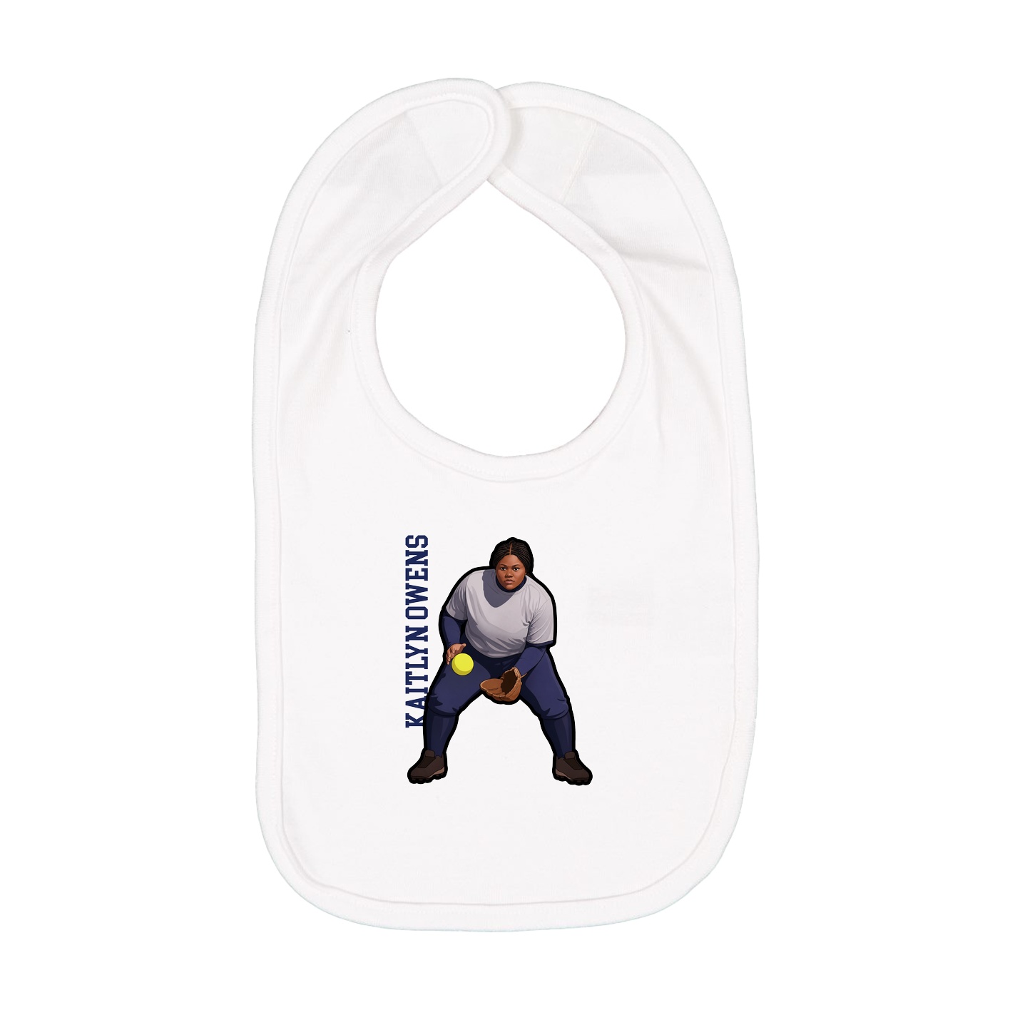 Infant Bib — Name Vertical in White