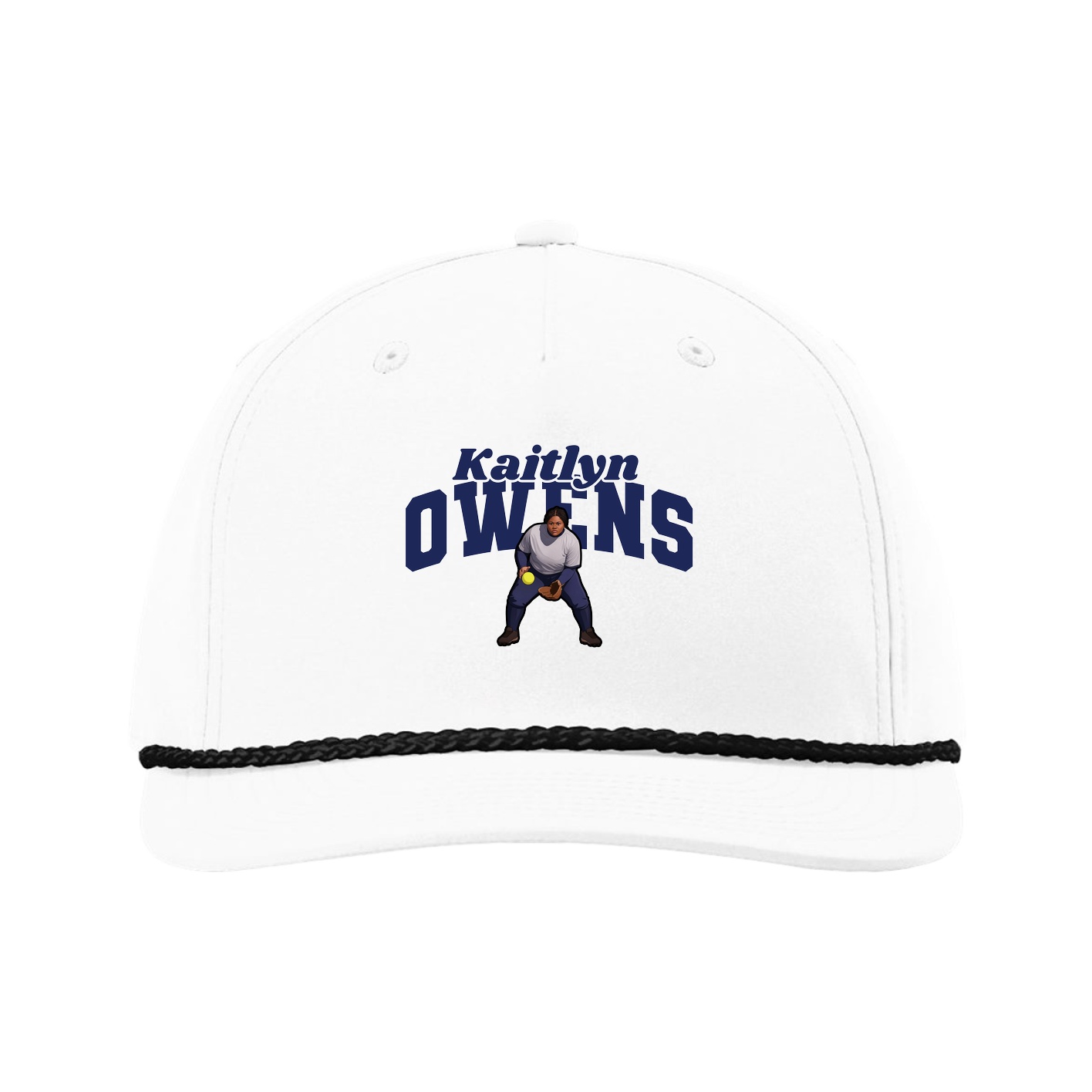 Five-Panel Classic Rope Cap — Signature Arch in White