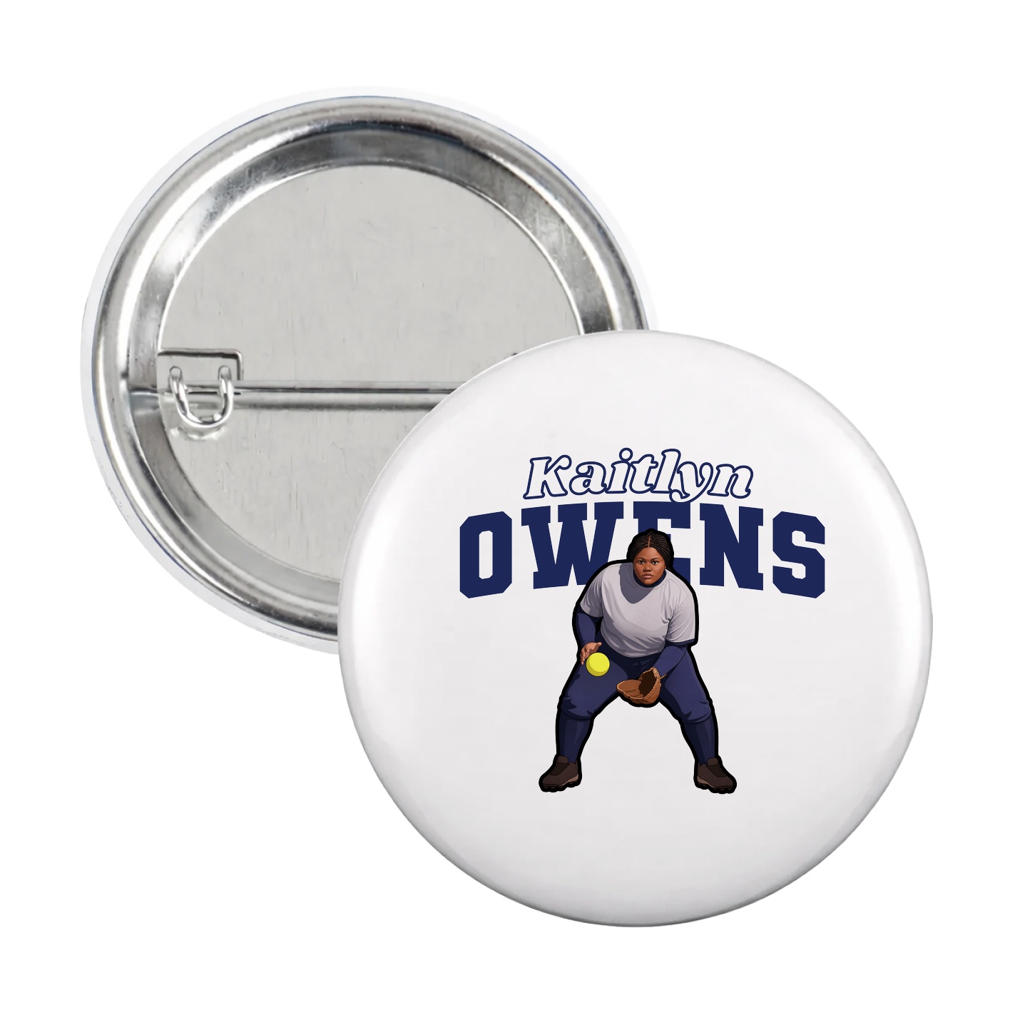 Game Day Button — Name Arch in White
